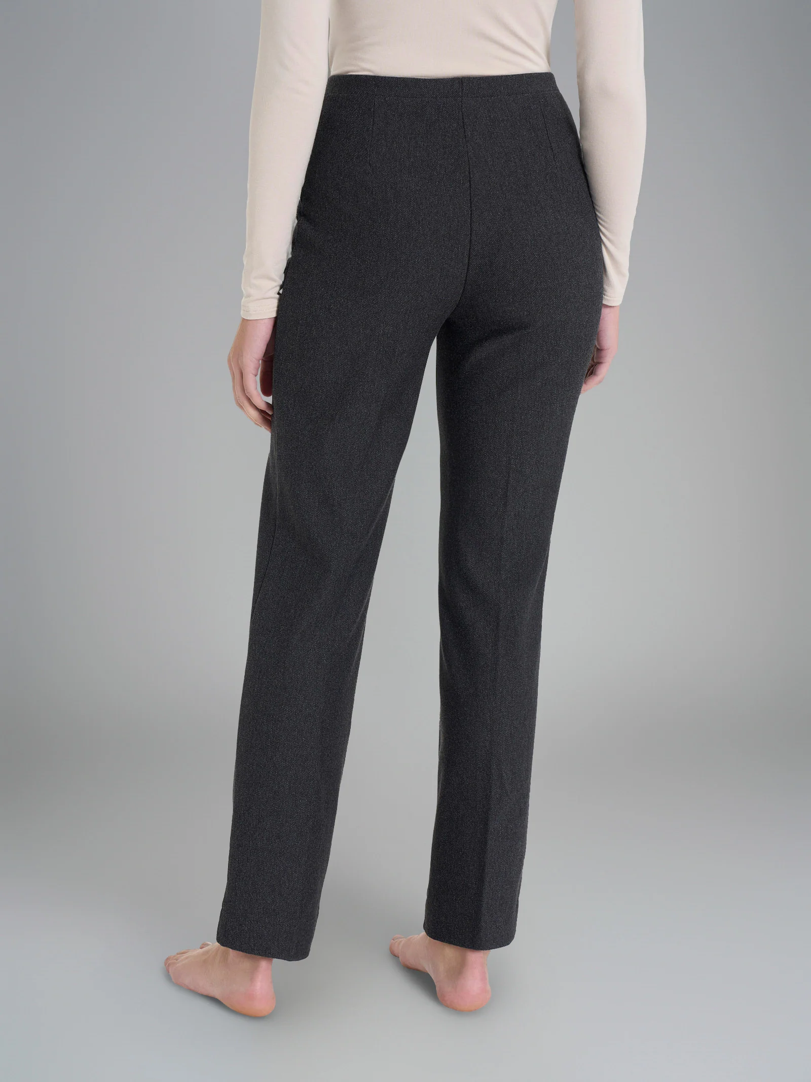 Pantalone dritto in maglia flanella  - Nero Mel. - Image 2