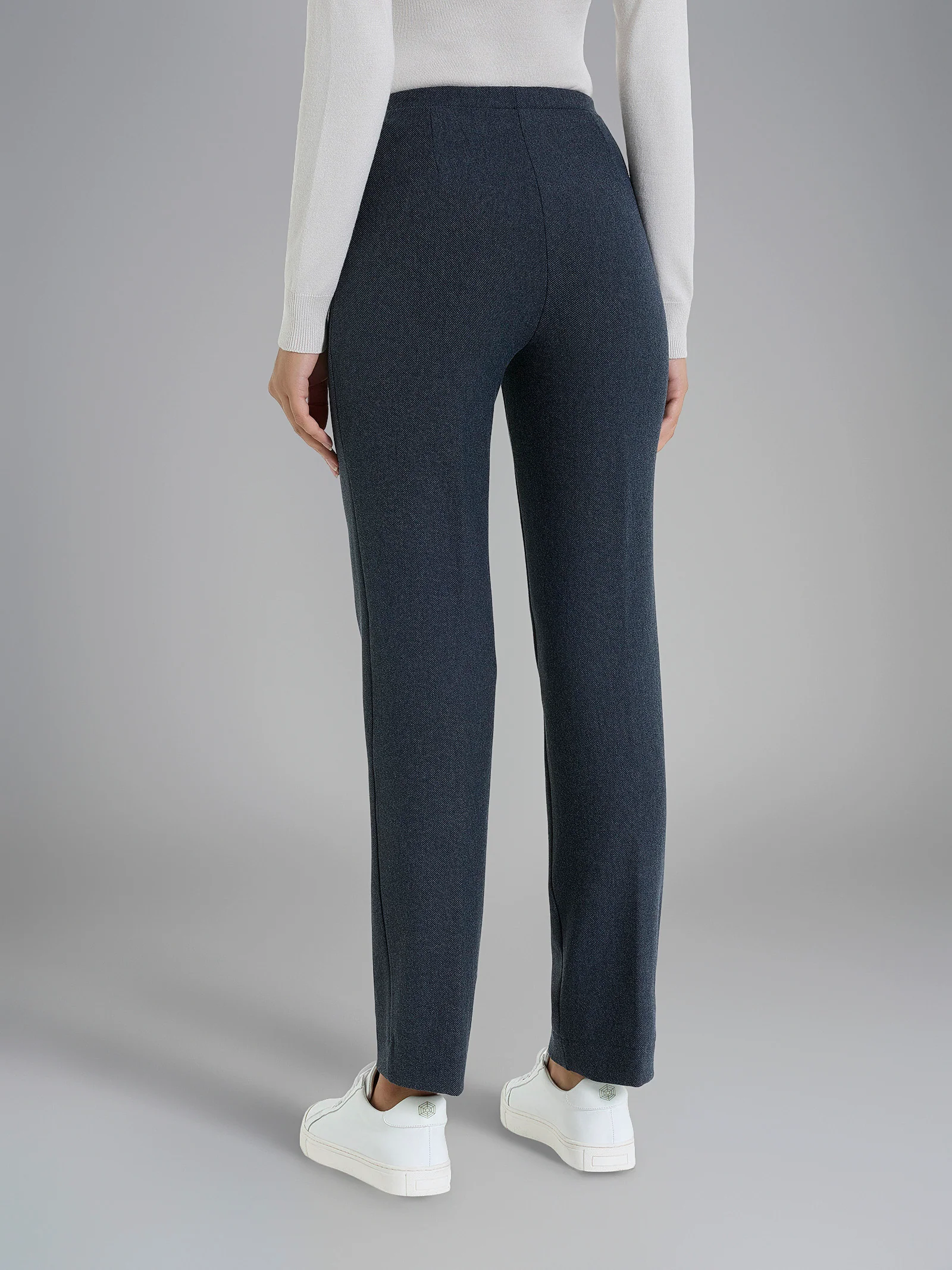 Pantalone dritto in maglia flanella  - Bleu Mel. - Image 2