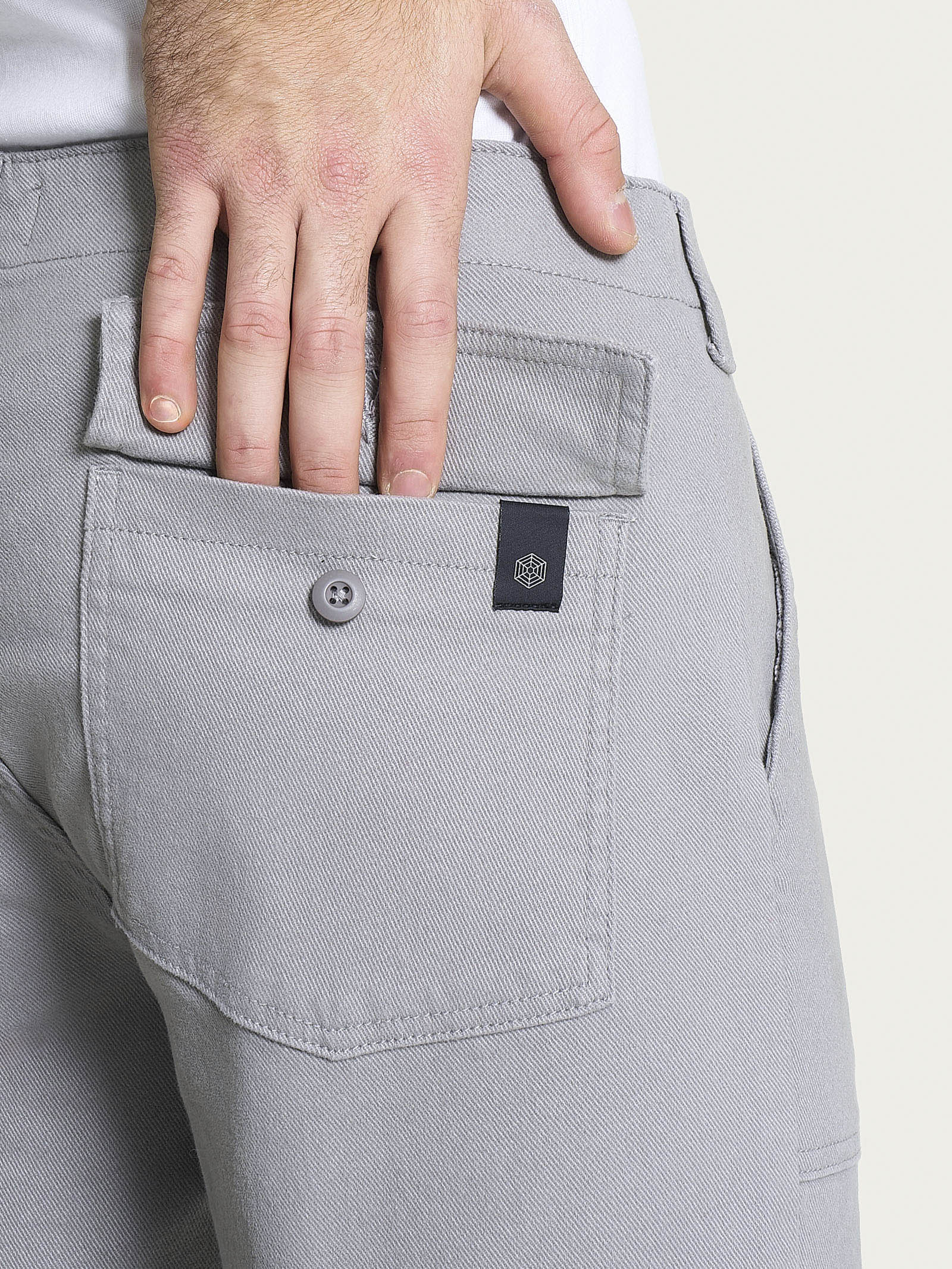 Pantalone Explorer in Raw Twill di Cotone - Pietra - Image 3