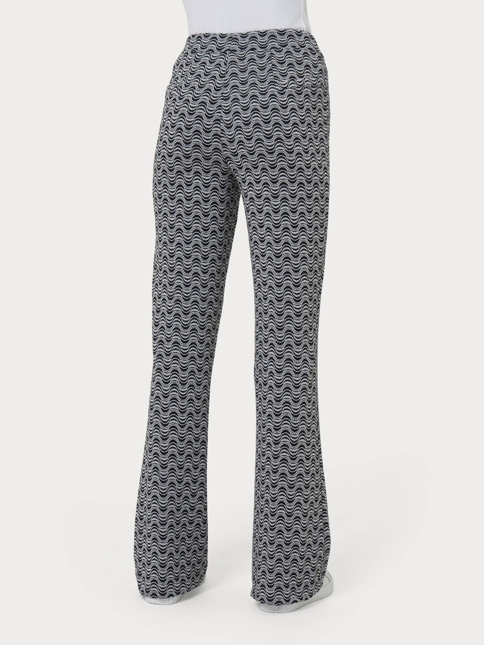 Pantalone flare a onde in tessuto Eco Jacquard - Fant.Nero - Image 2