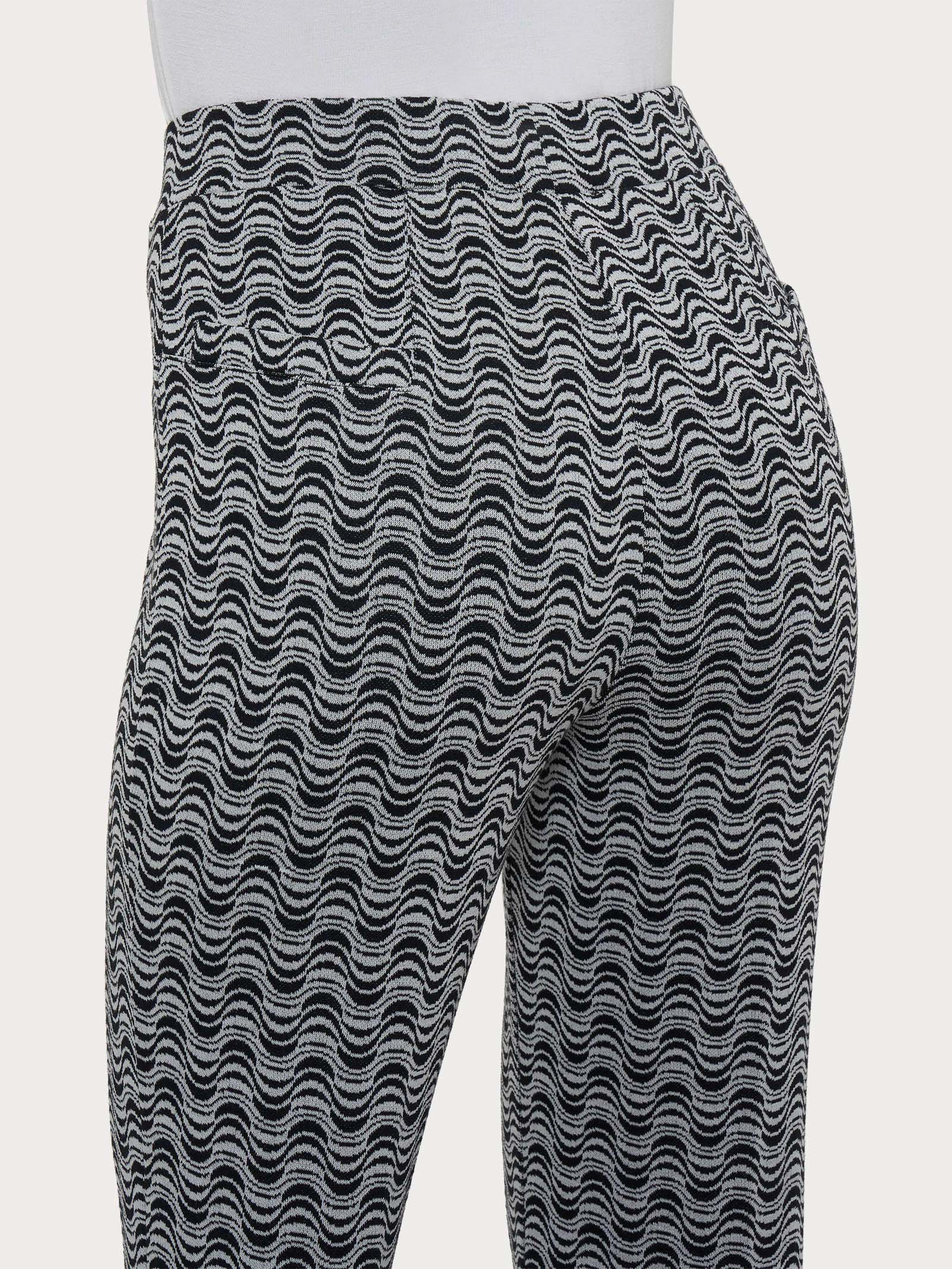 Pantalone flare a onde in tessuto Eco Jacquard - Fant.Nero - Image 3
