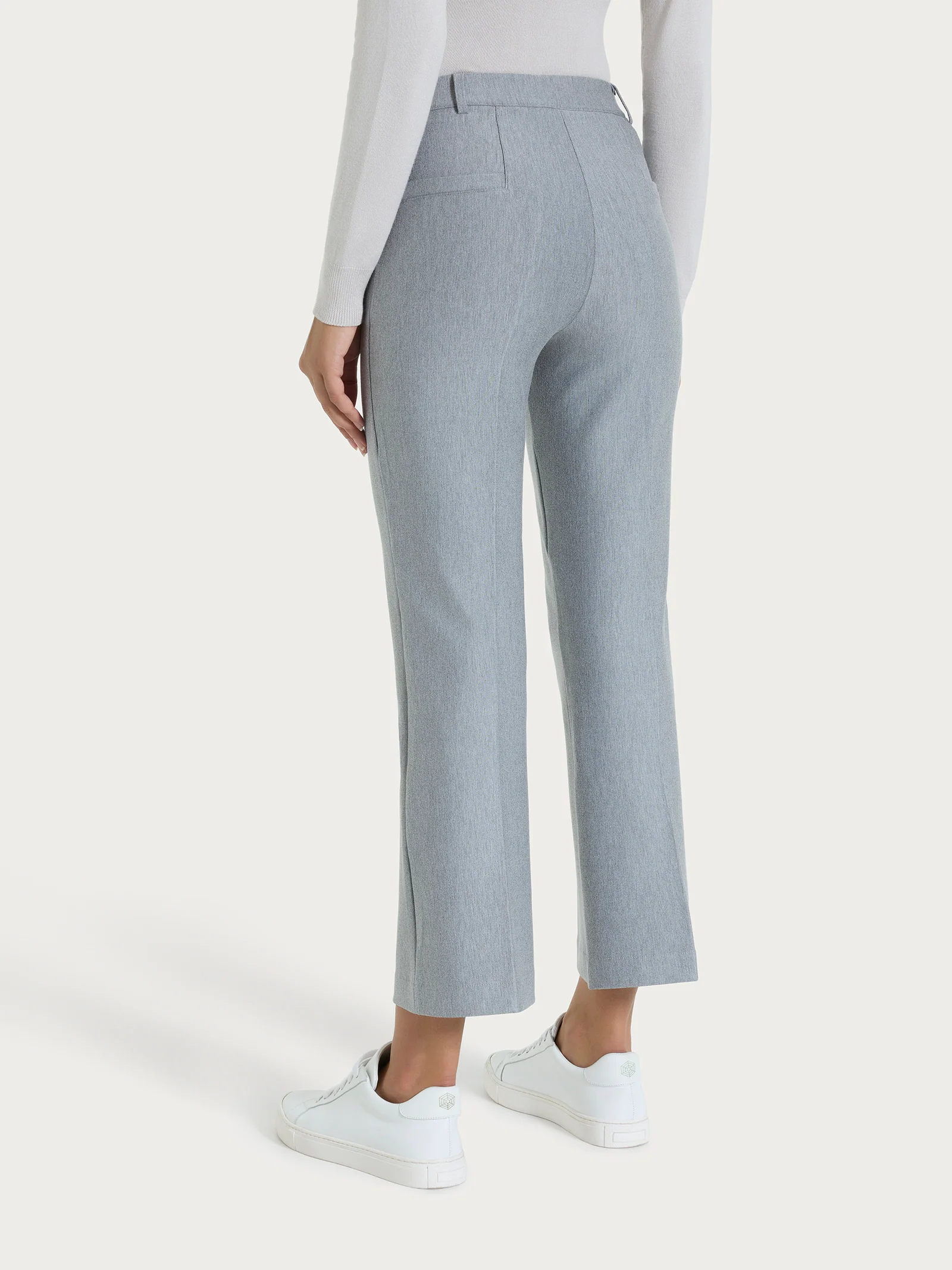 Pantalone flare alla caviglia in Compact - Grigio Mel. - Image 2