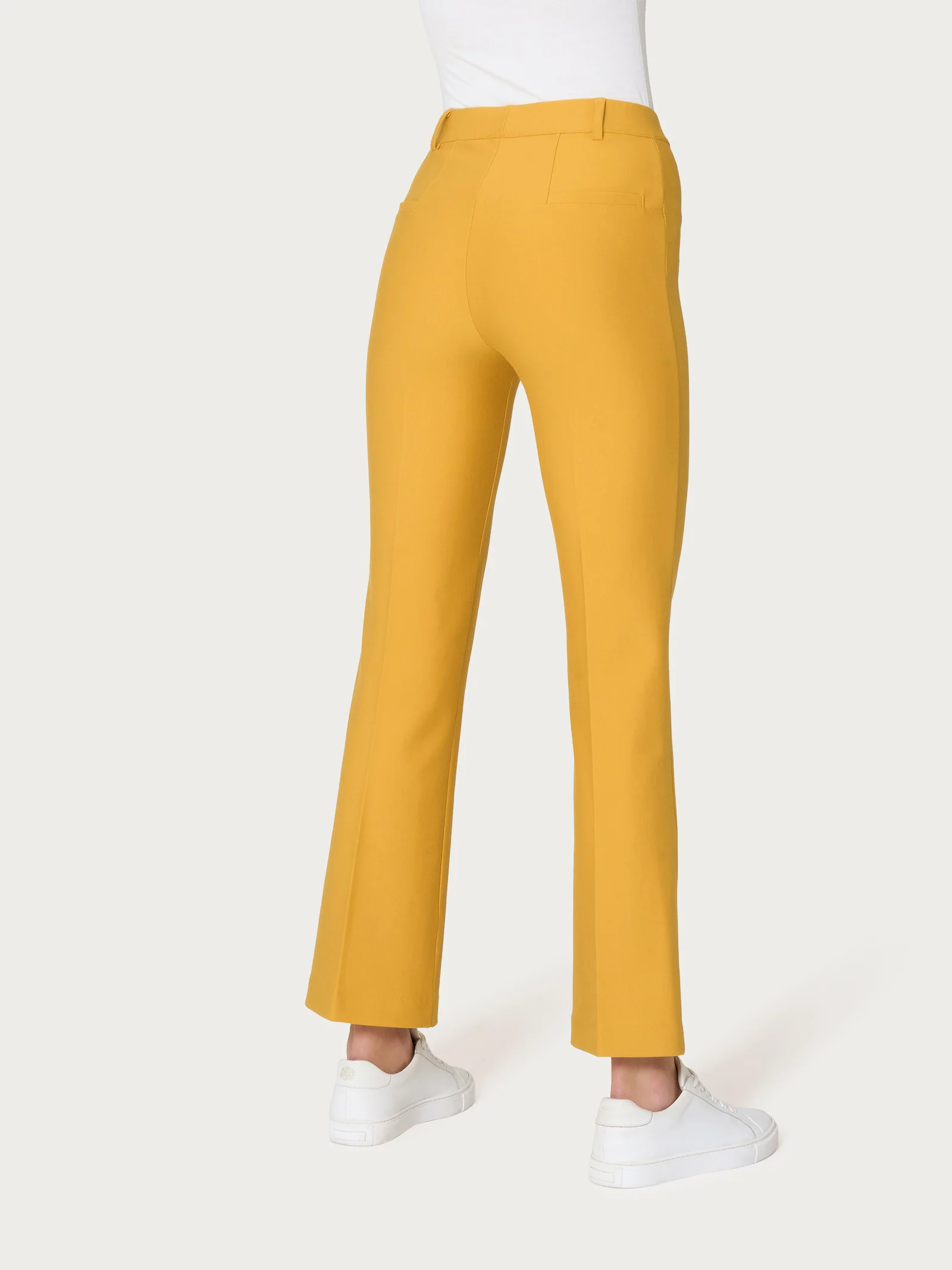 Pantalone flare alla caviglia in Compact - Golden Spice - Image 2