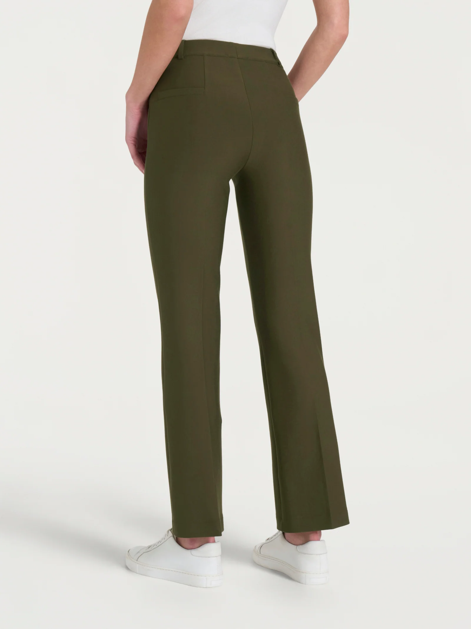Pantalone flare alla caviglia in Compact - Dark Olive - Image 2