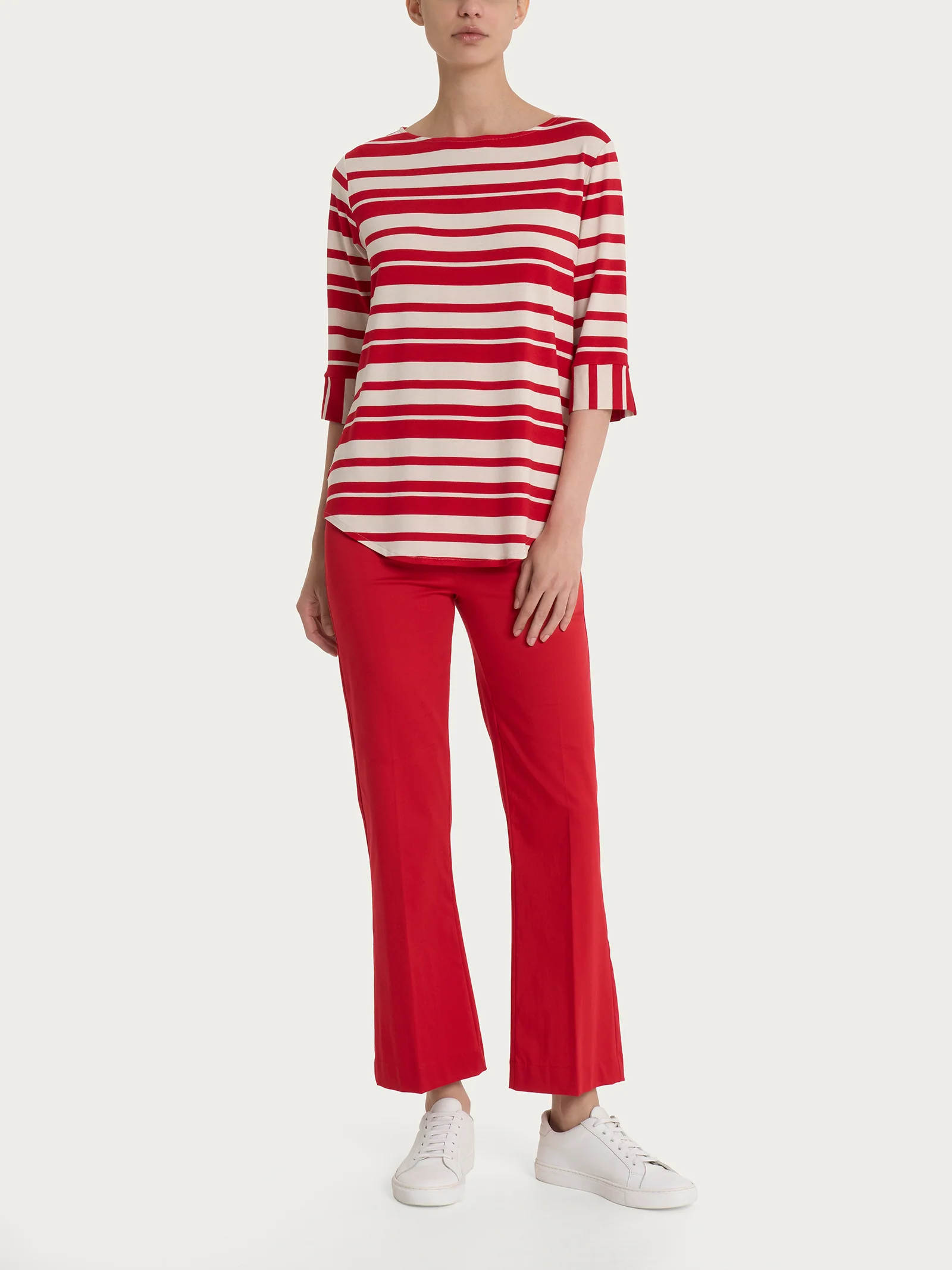 Pantalone flare alla caviglia in Satin Power - Salsa - Image 4