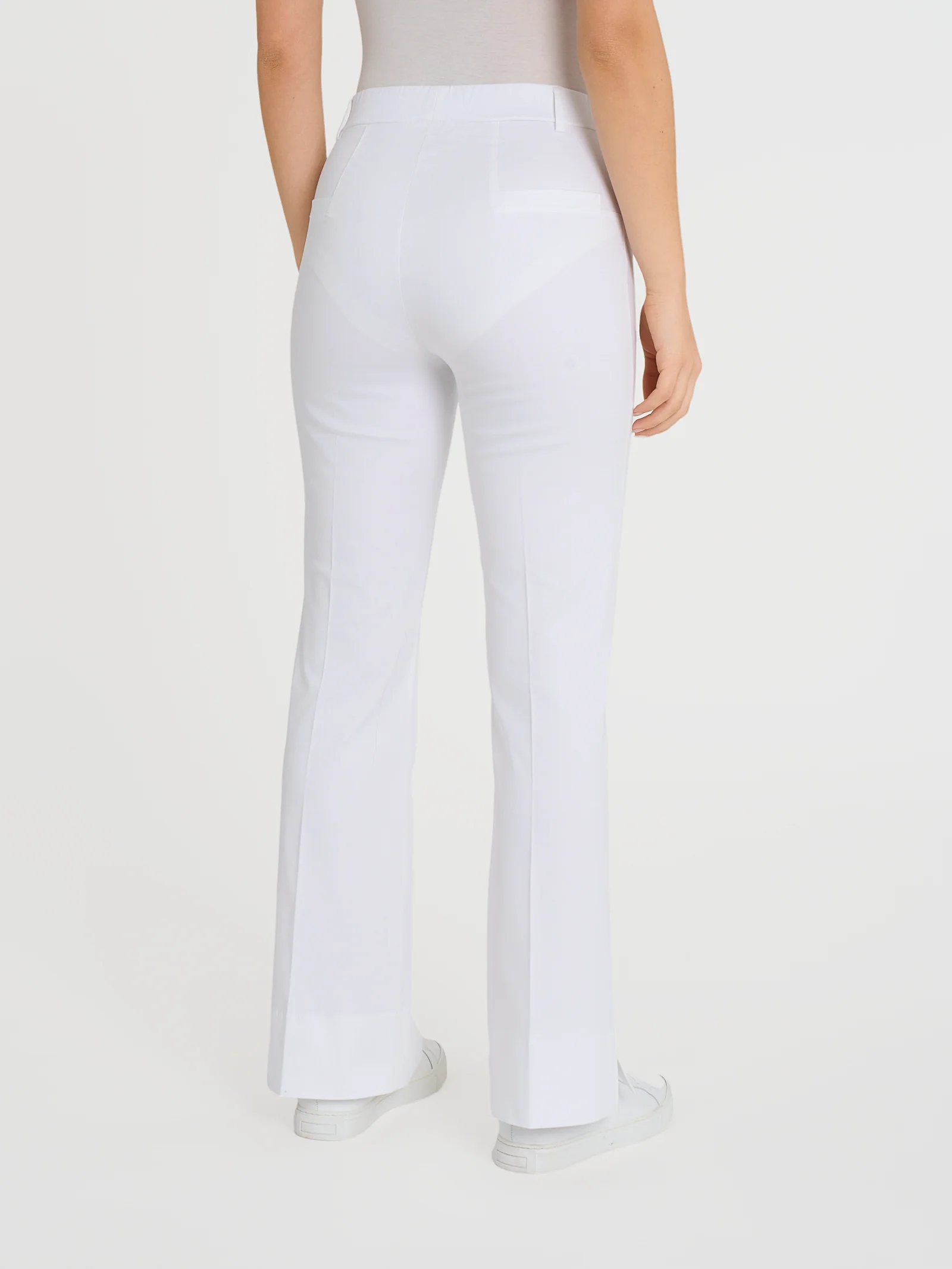 Pantalone flare con spacchetti in Satin Power - Bianco - Image 2