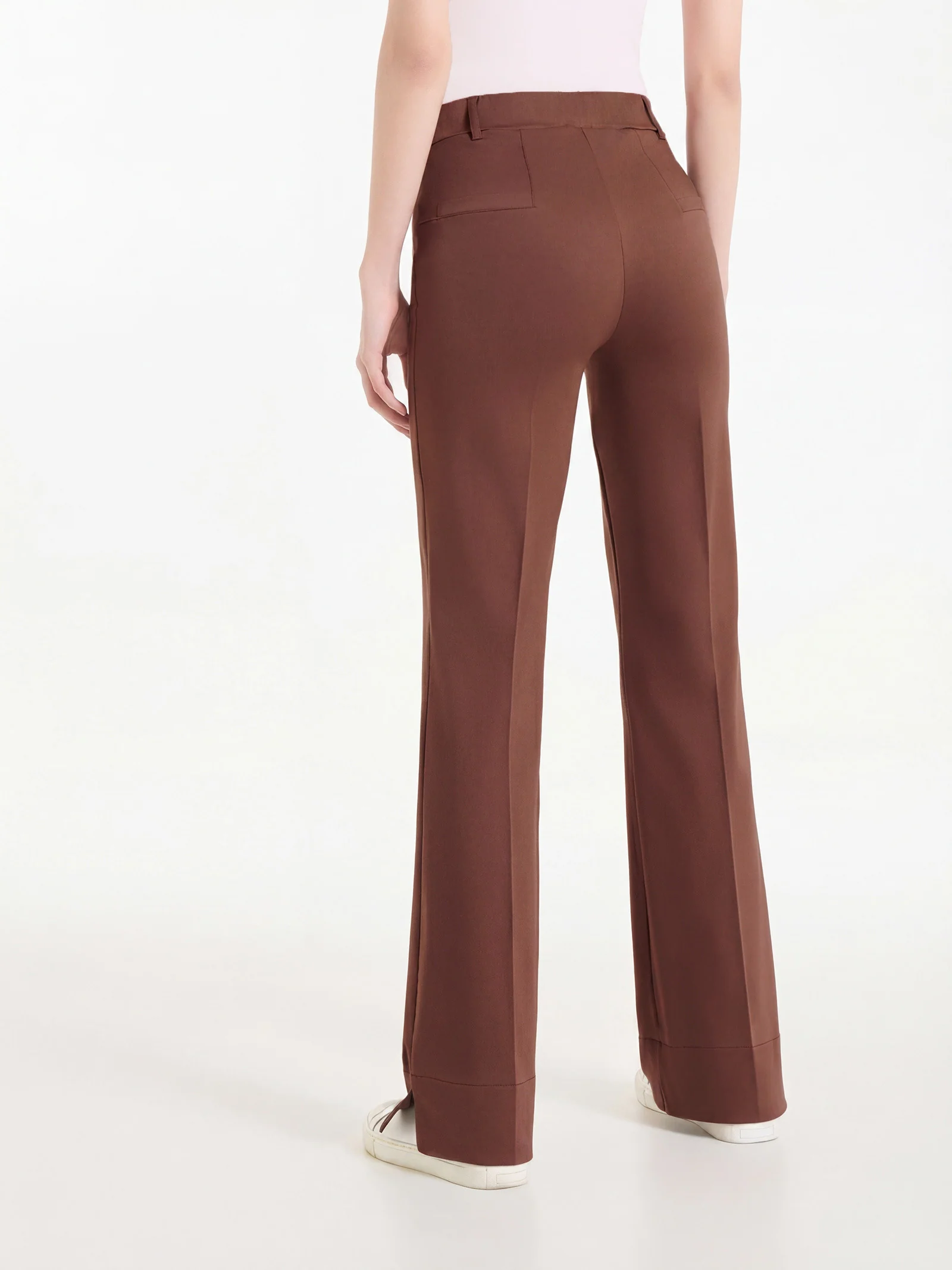 Pantalone flare con spacchetti in Satin Power - Cappuccino - Image 2