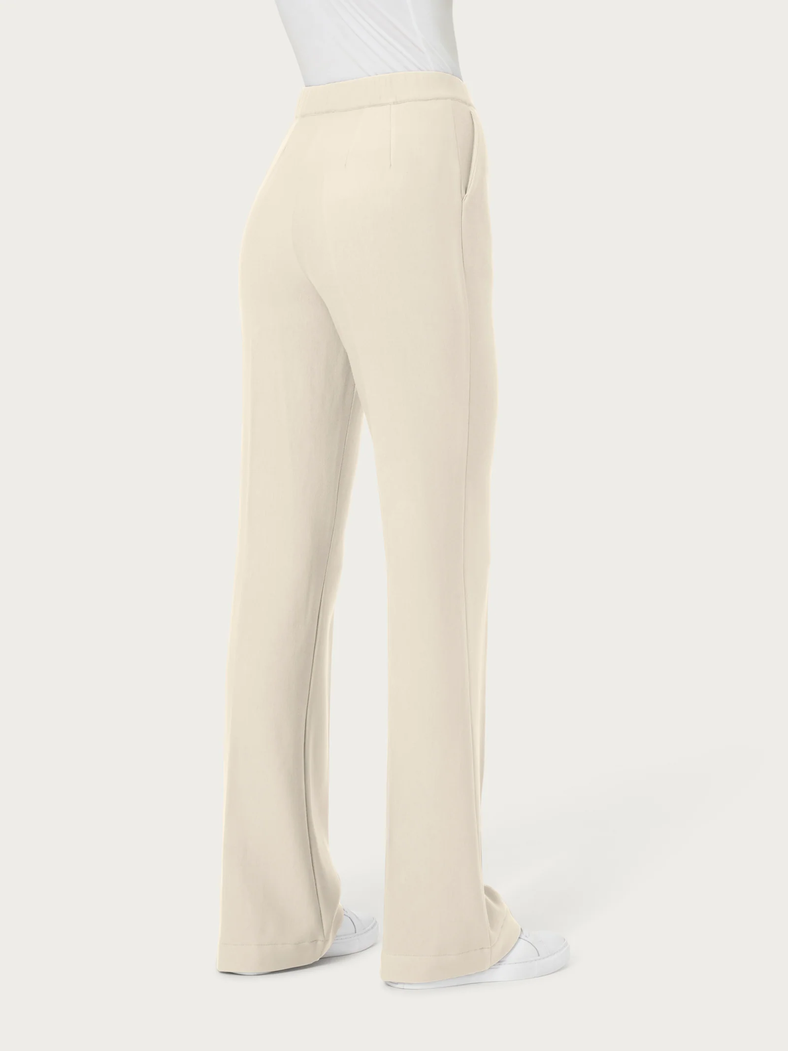 Pantalone flare con tasche in Eco Techno Fleece - Champignon - Image 2