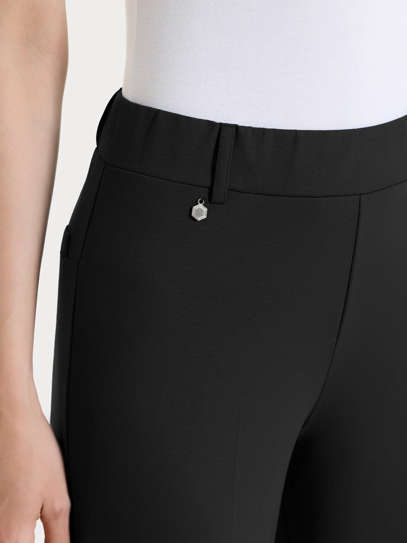 Pantalone flare in Compact Light - Nero - Image 3