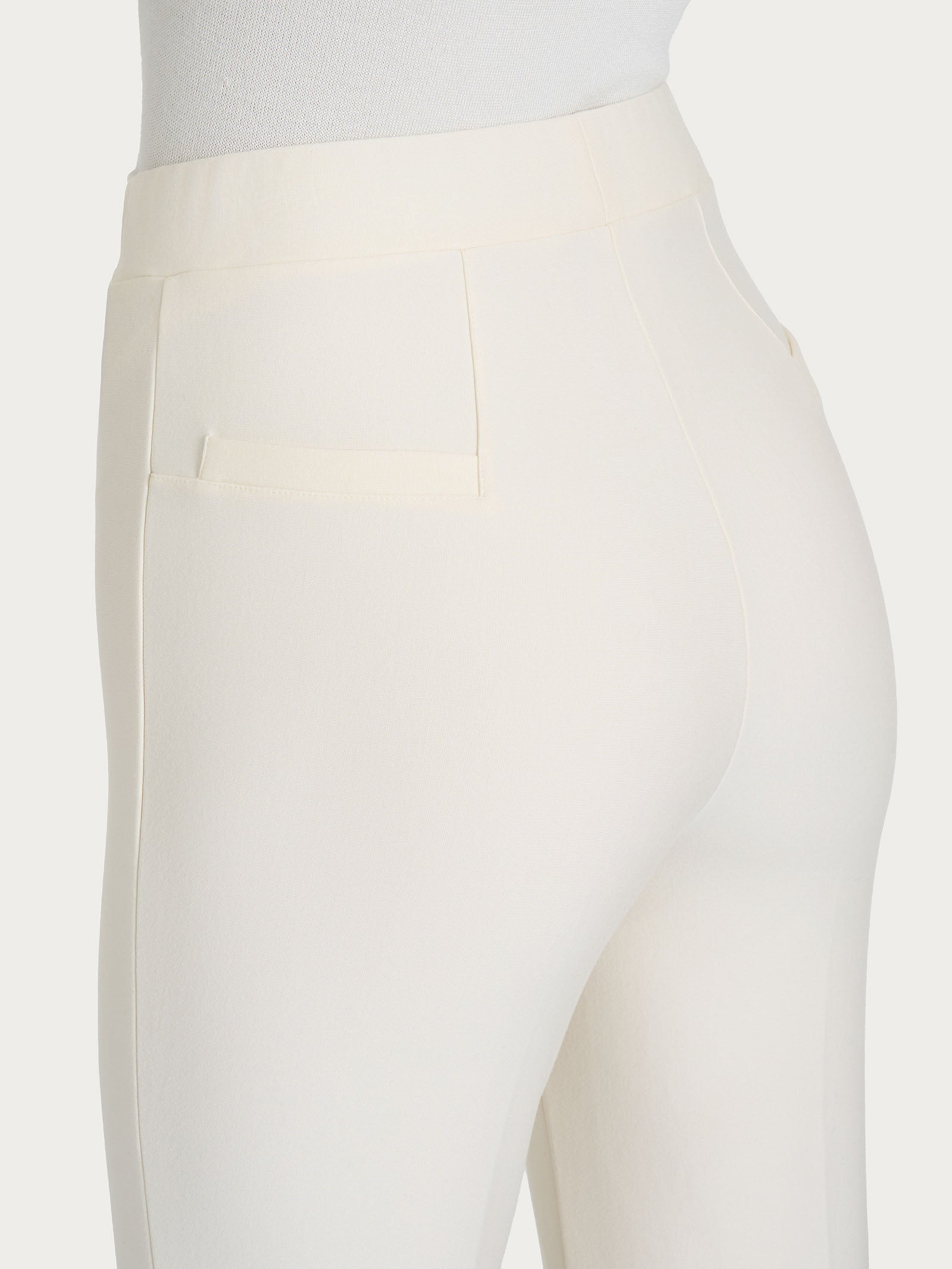 Pantalone flare in tessuto Compact - Avorio - Image 3