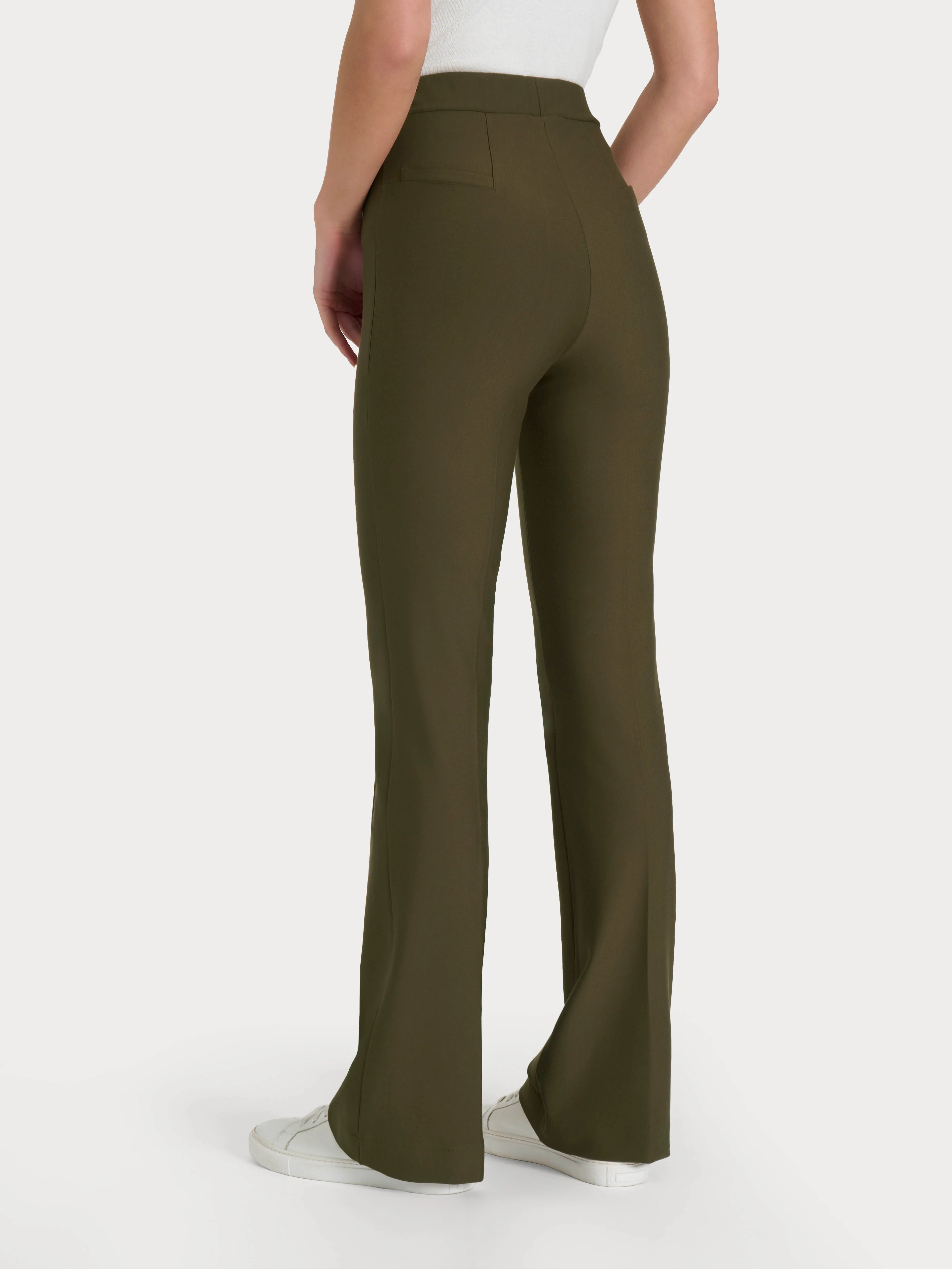 Pantalone flare in tessuto Compact - Dark Olive - Image 2