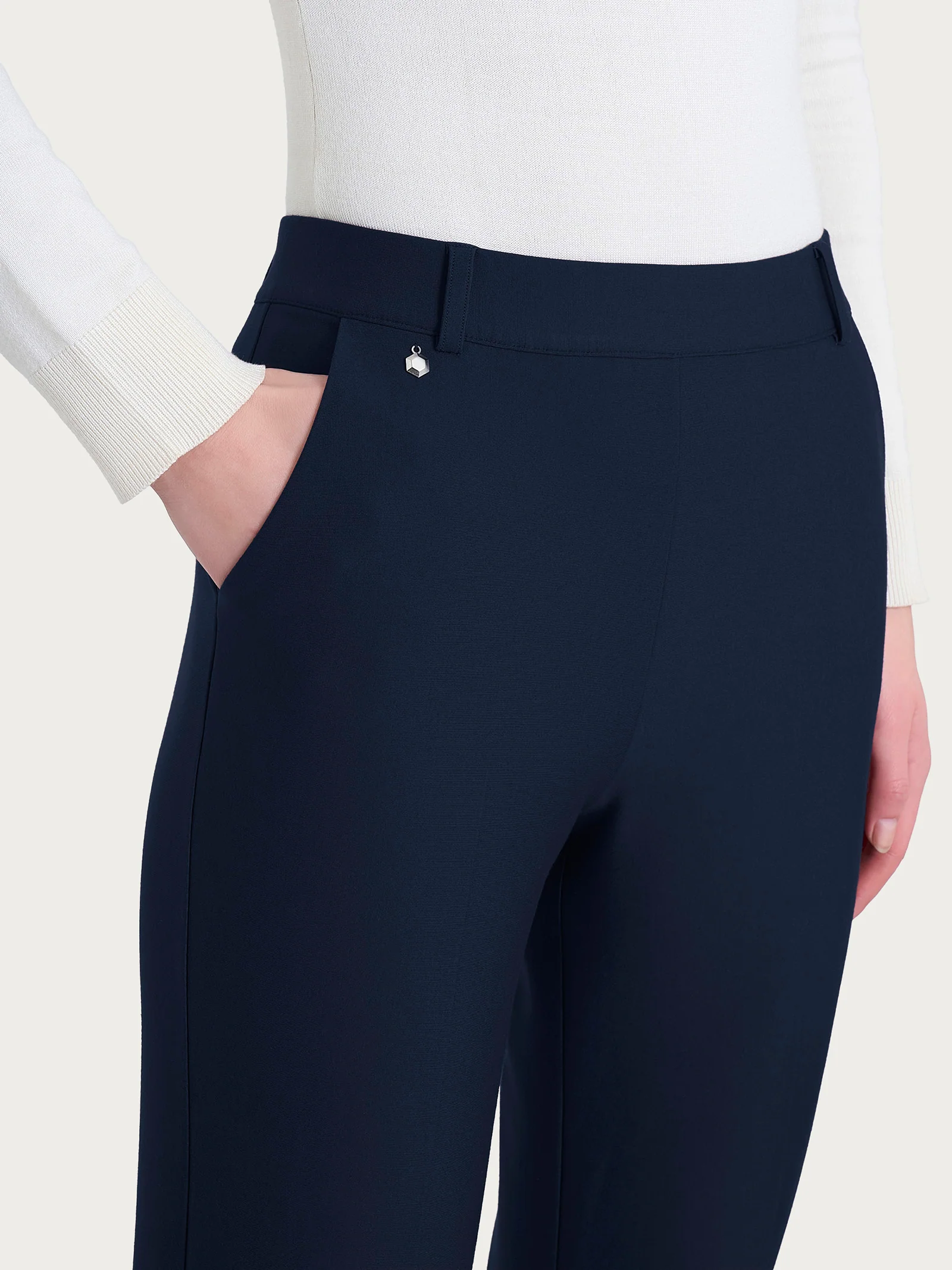 Pantalone flare lungo con tasche in Compact - Persia - Image 3