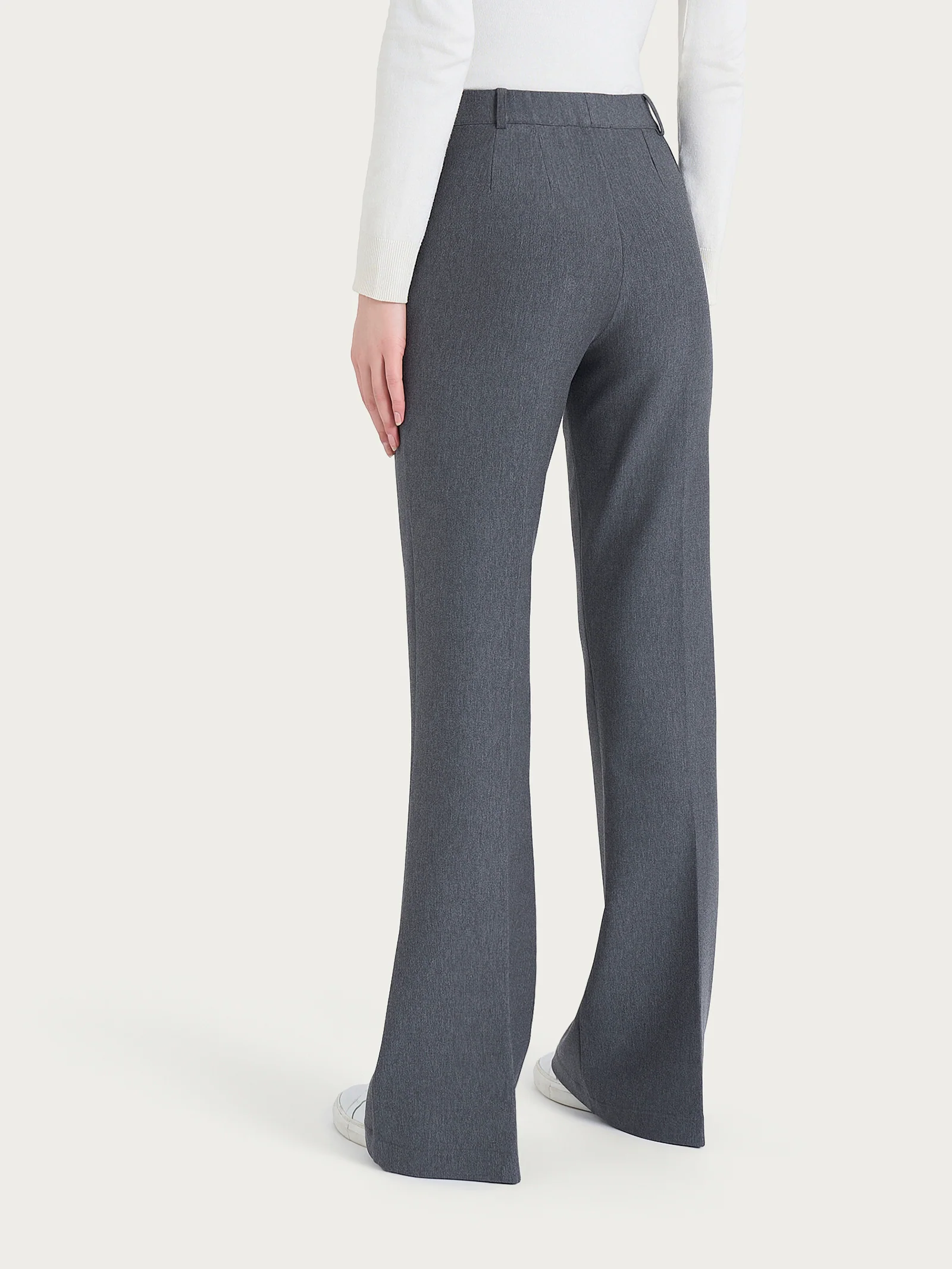 Pantalone flare lungo con tasche in Compact - Ardesia Mel. - Image 2