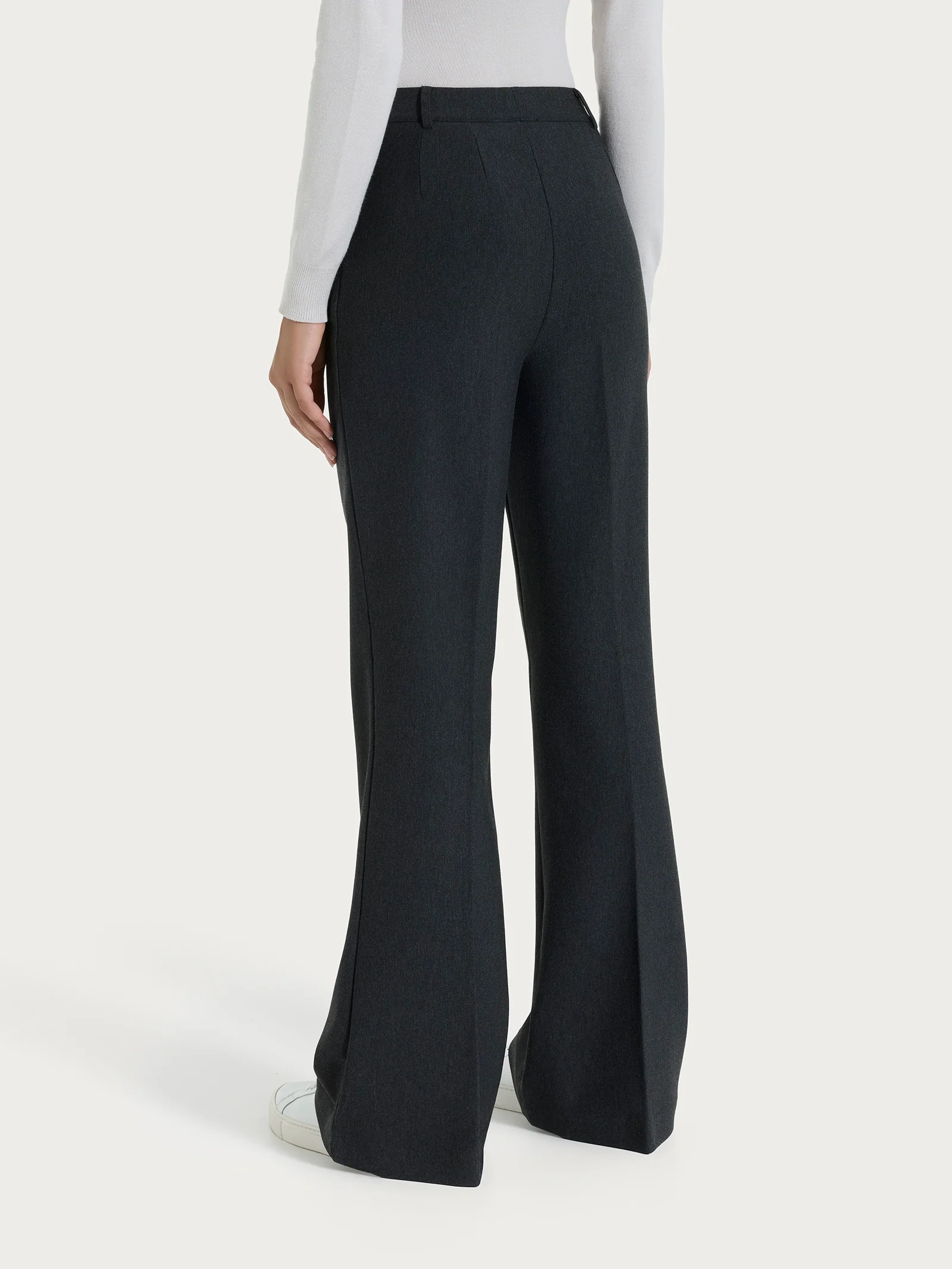 Pantalone flare lungo con tasche in Compact - Oscuro Mel. - Image 2