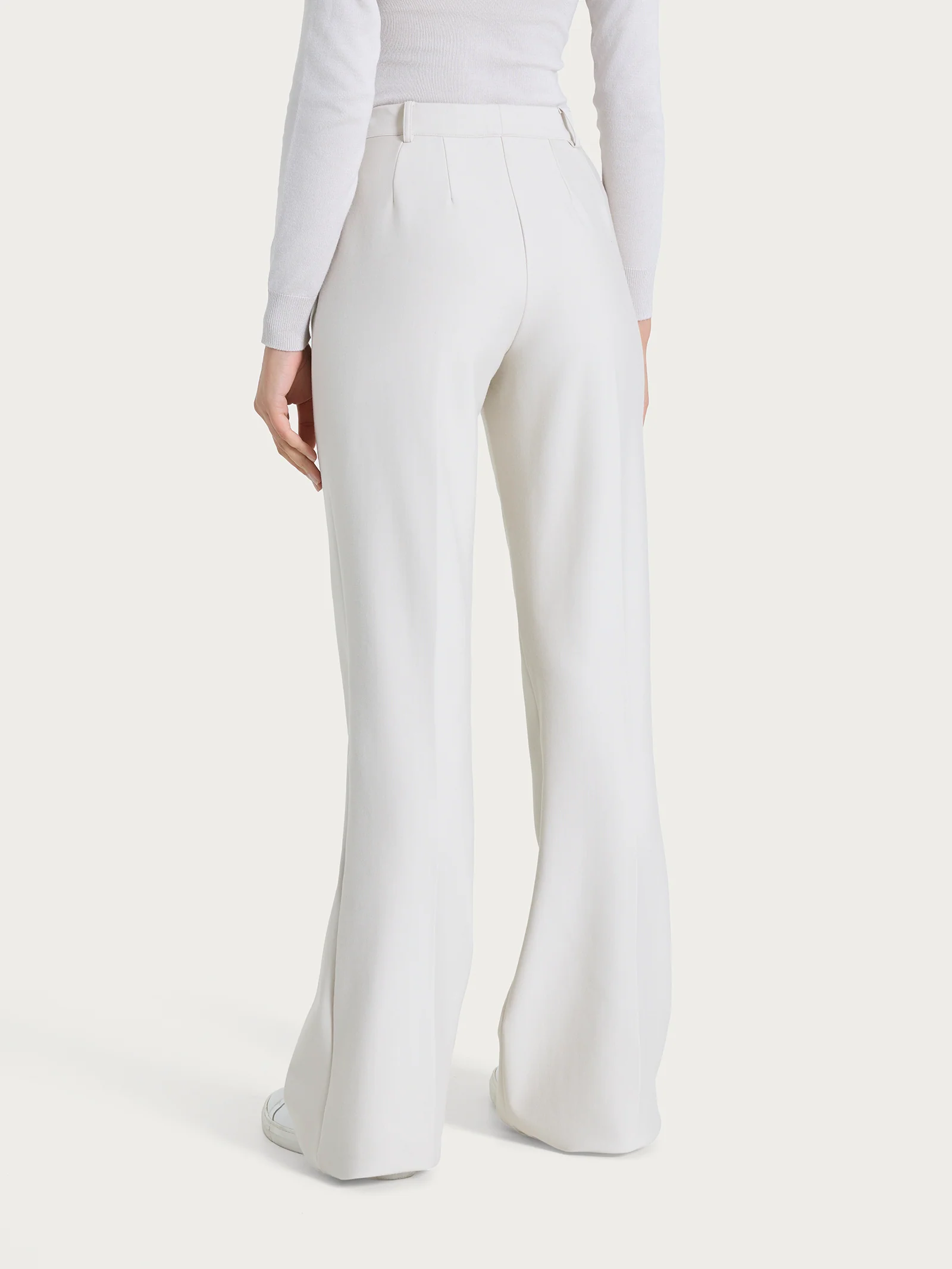 Pantalone flare lungo con tasche in Compact - Champignon - Image 2