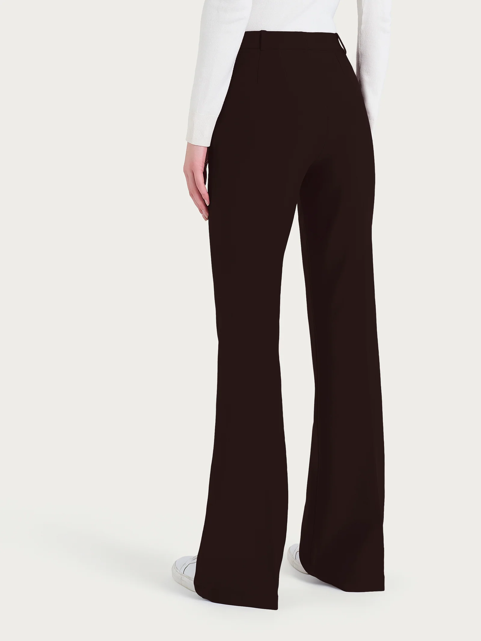Pantalone flare lungo con tasche in Compact - Chocolate Torte - Image 2