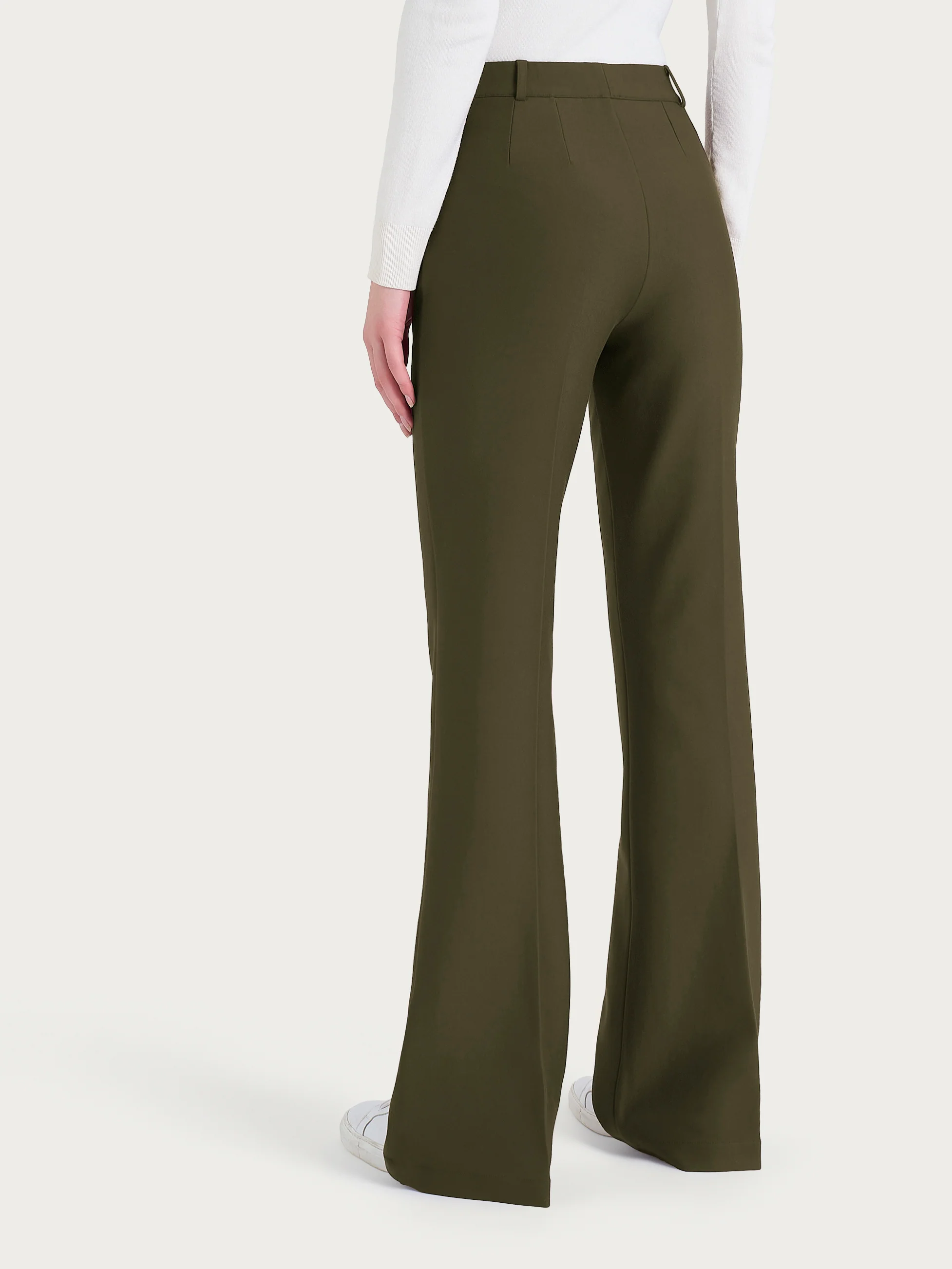 Pantalone flare lungo con tasche in Compact - Dark Olive - Image 2