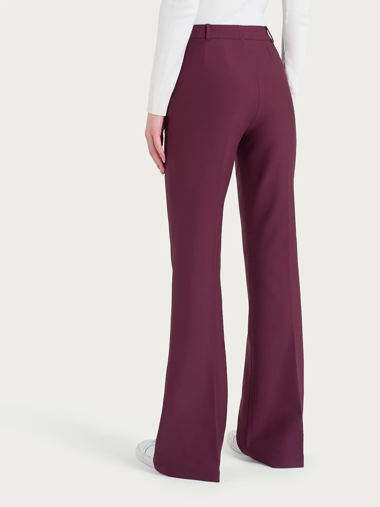 Pantalone flare lungo con tasche in Compact - Fig - Image 2