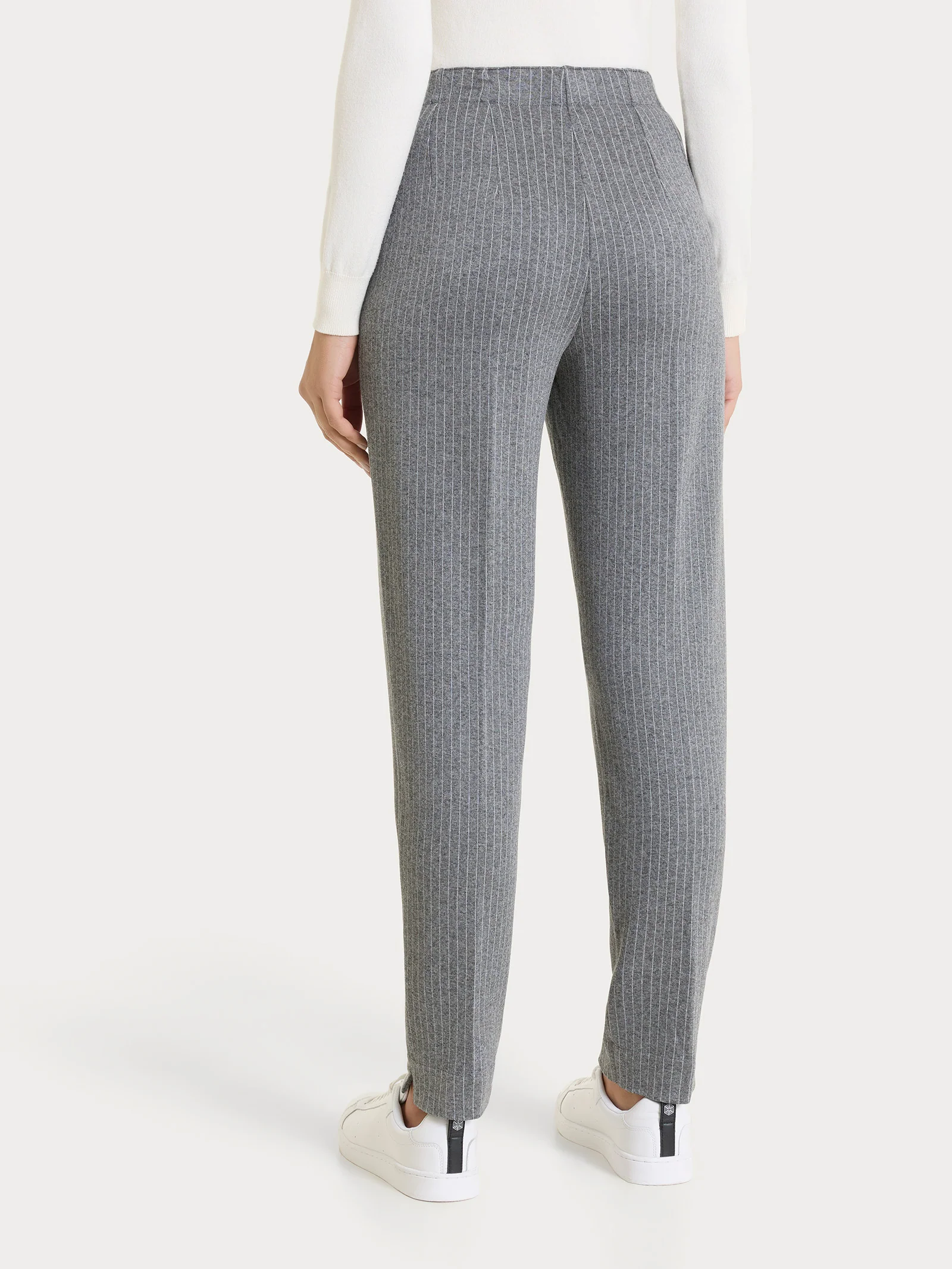Pantalone gessato a sigaretta con spacchetti in Eco Jacquard - Fant.Ardesia Mel. - Image 2