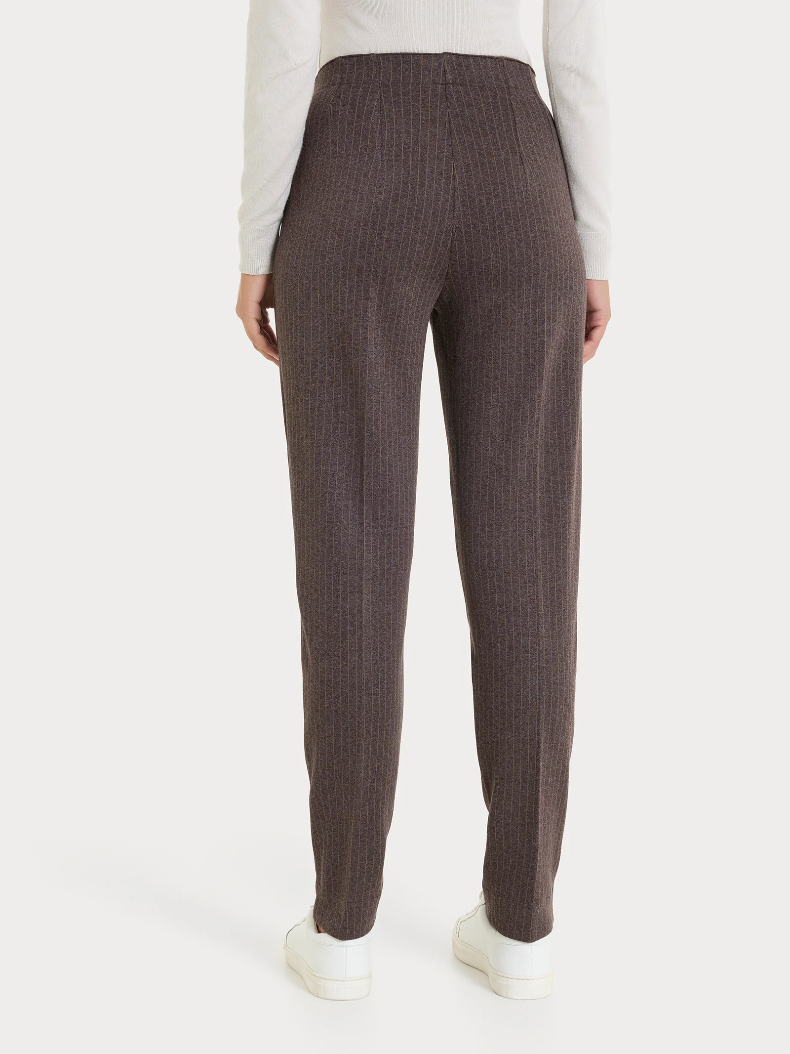 Pantalone gessato a sigaretta con spacchetti in Eco Jacquard - Fant. Chocolate Torte Mel. - Image 3