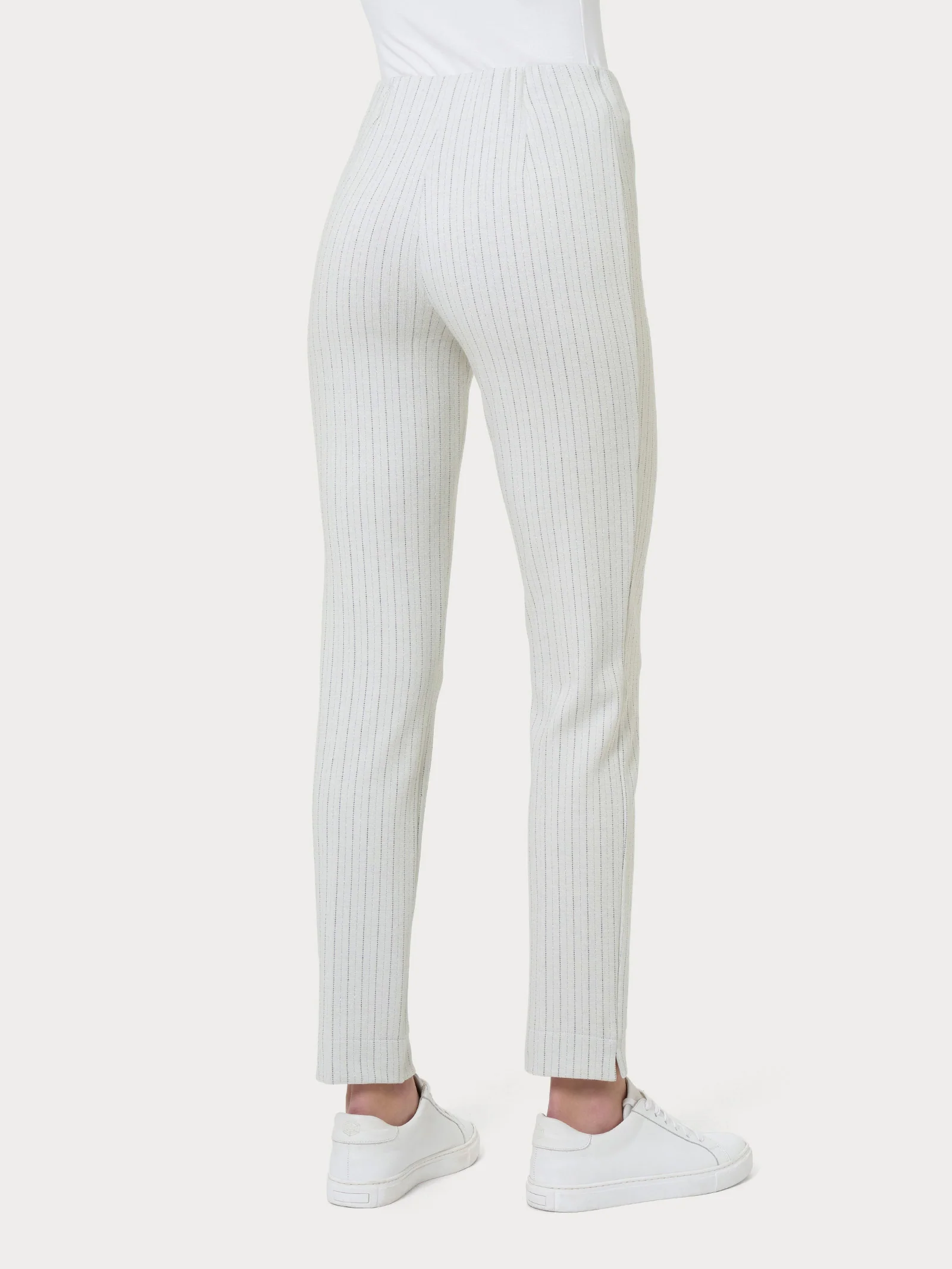 Pantalone gessato a sigaretta in tessuto Eco Jacquard - Fant.Argento Mel. - Image 2