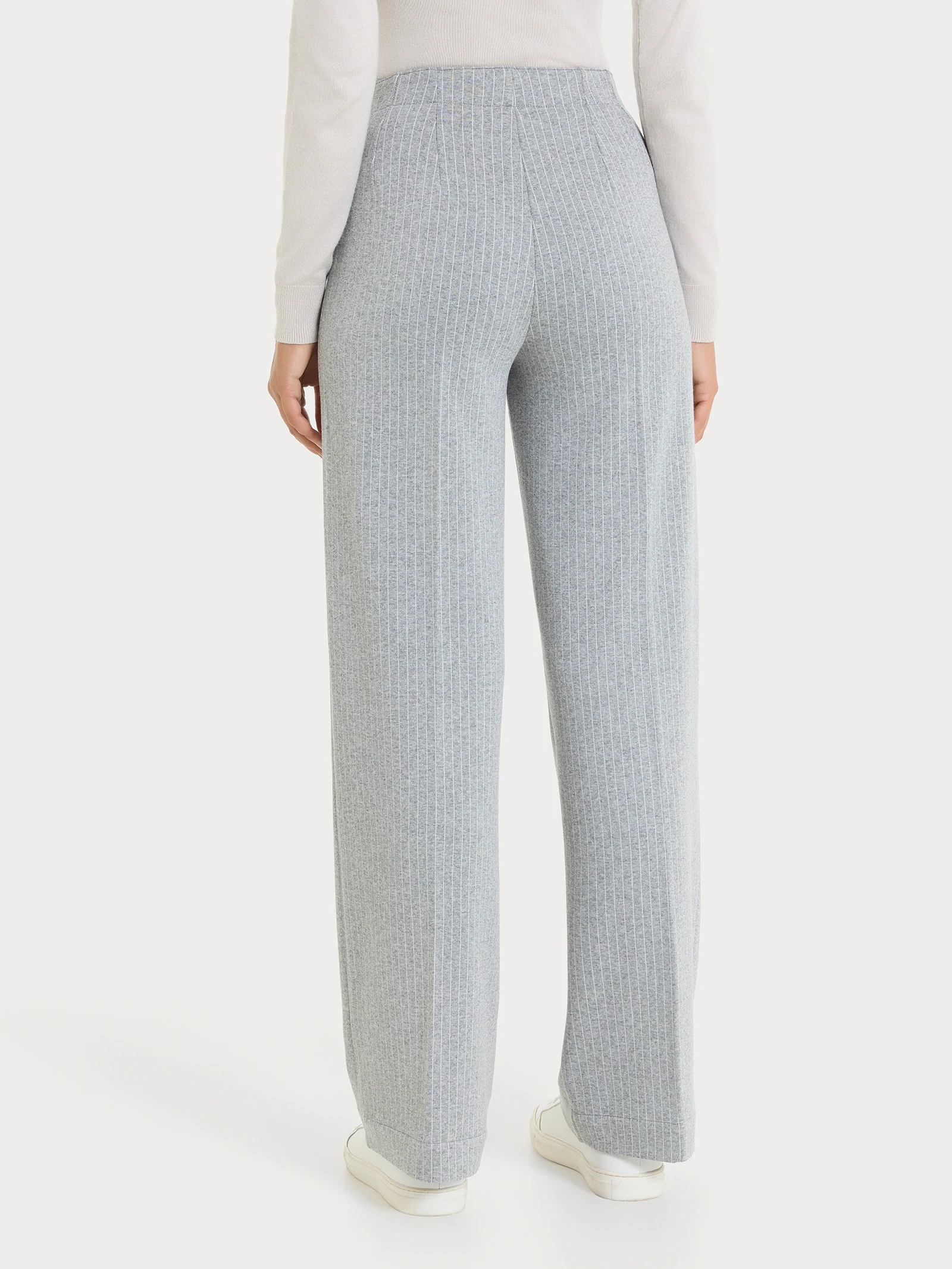 Pantalone gessato ampio con tasche in Eco Jacquard - Fant.Grigio Mel. - Image 3