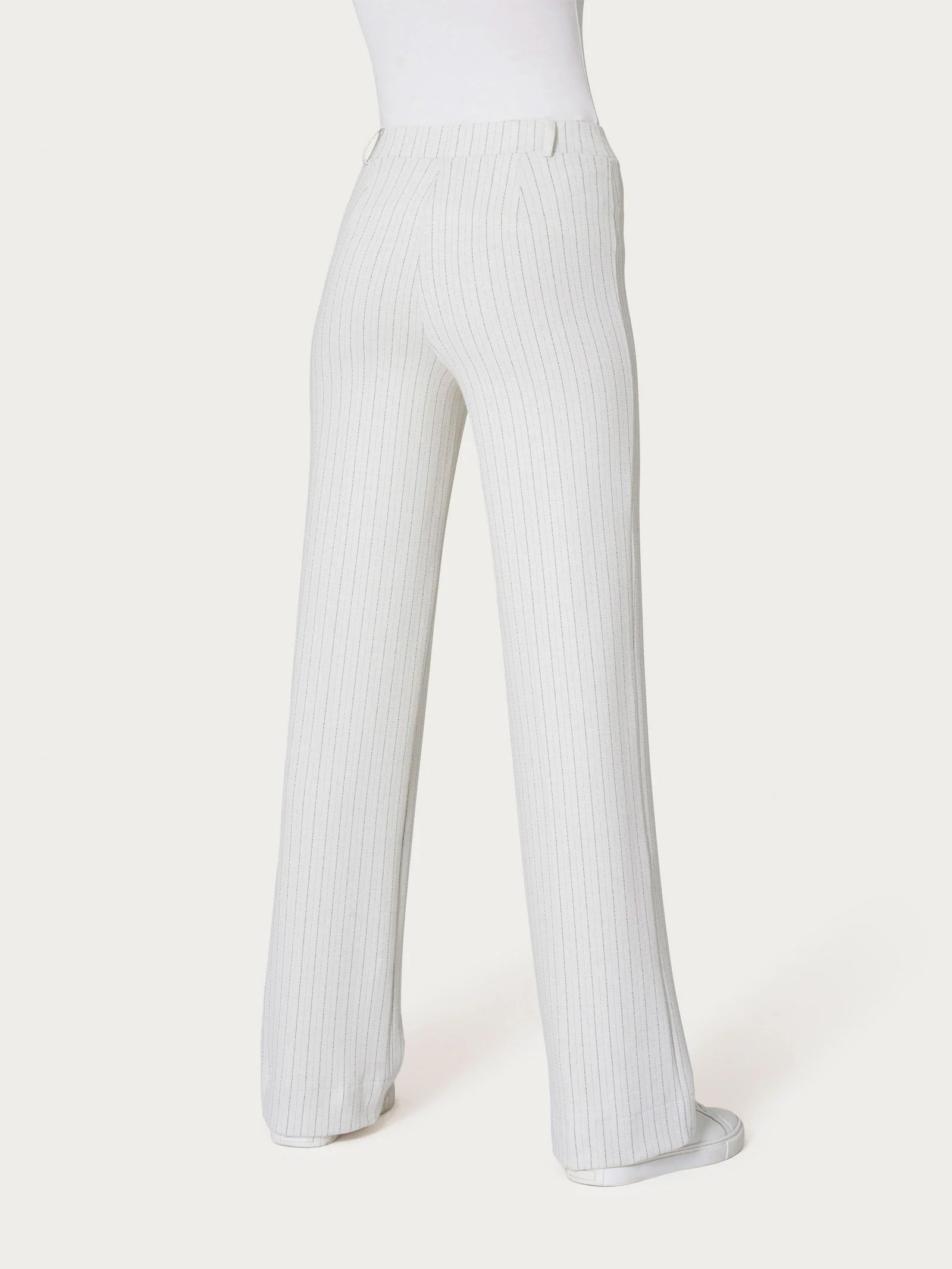 Pantalone gessato ampio in tessuto Eco Jacquard - Fant.Argento Mel. - Image 2