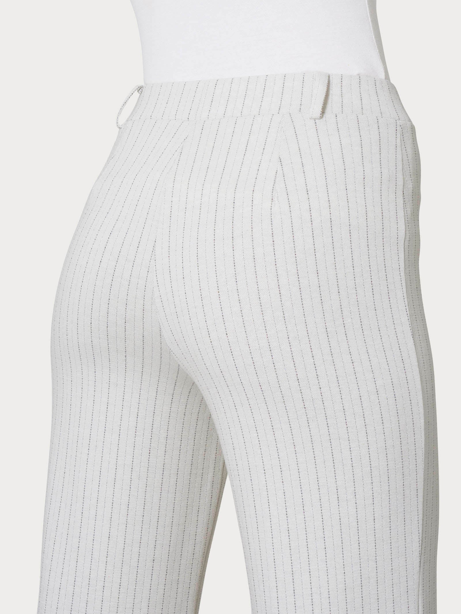 Pantalone gessato ampio in tessuto Eco Jacquard - Fant.Argento Mel. - Image 3