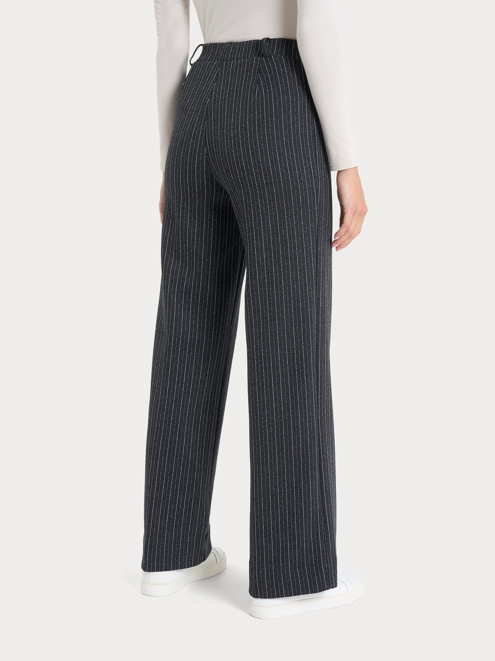 Pantalone gessato ampio in tessuto Eco Jacquard - Fant.Oscuro Mel - Image 2