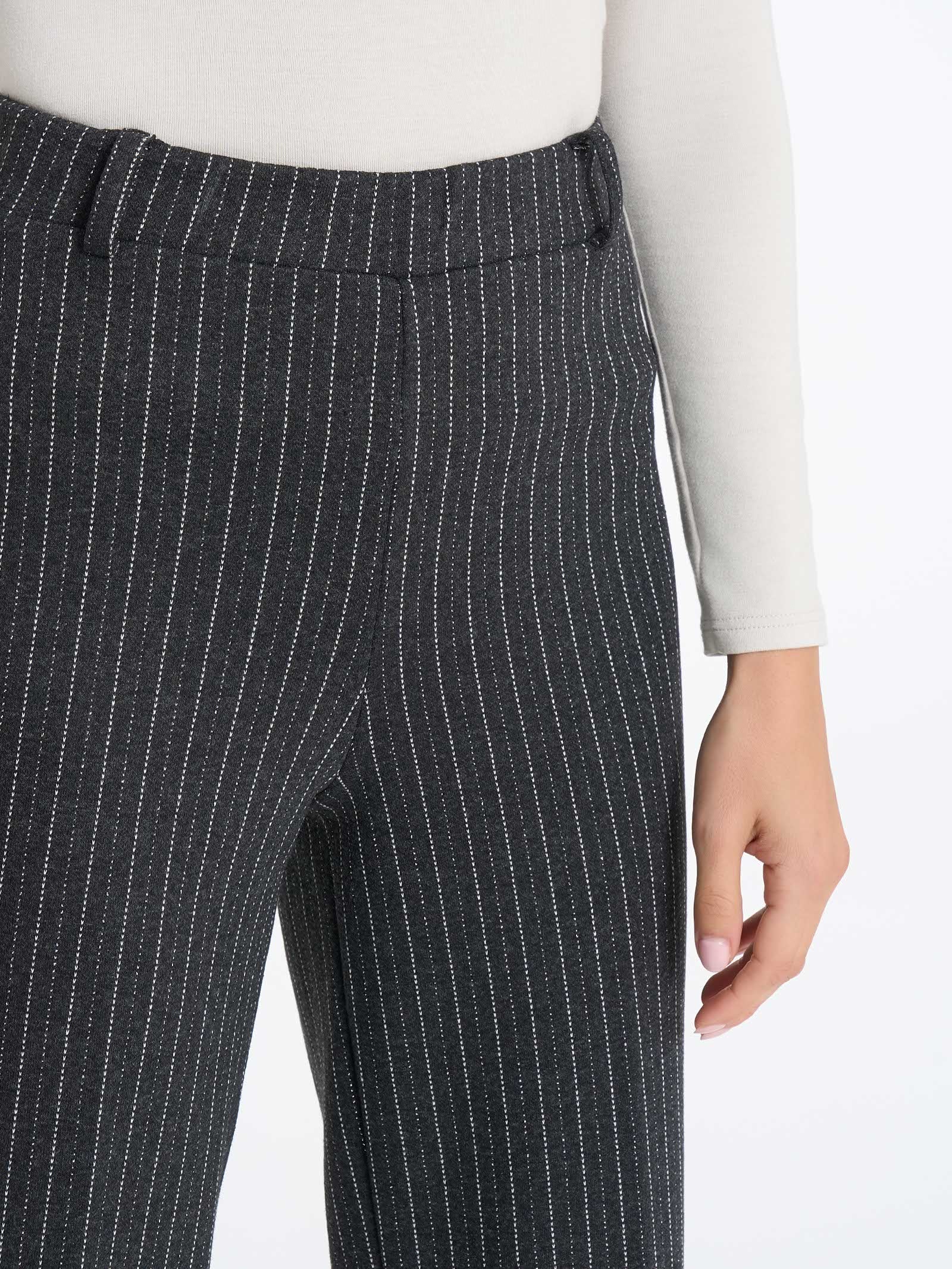 Pantalone gessato ampio in tessuto Eco Jacquard - Fant.Oscuro Mel - Image 3