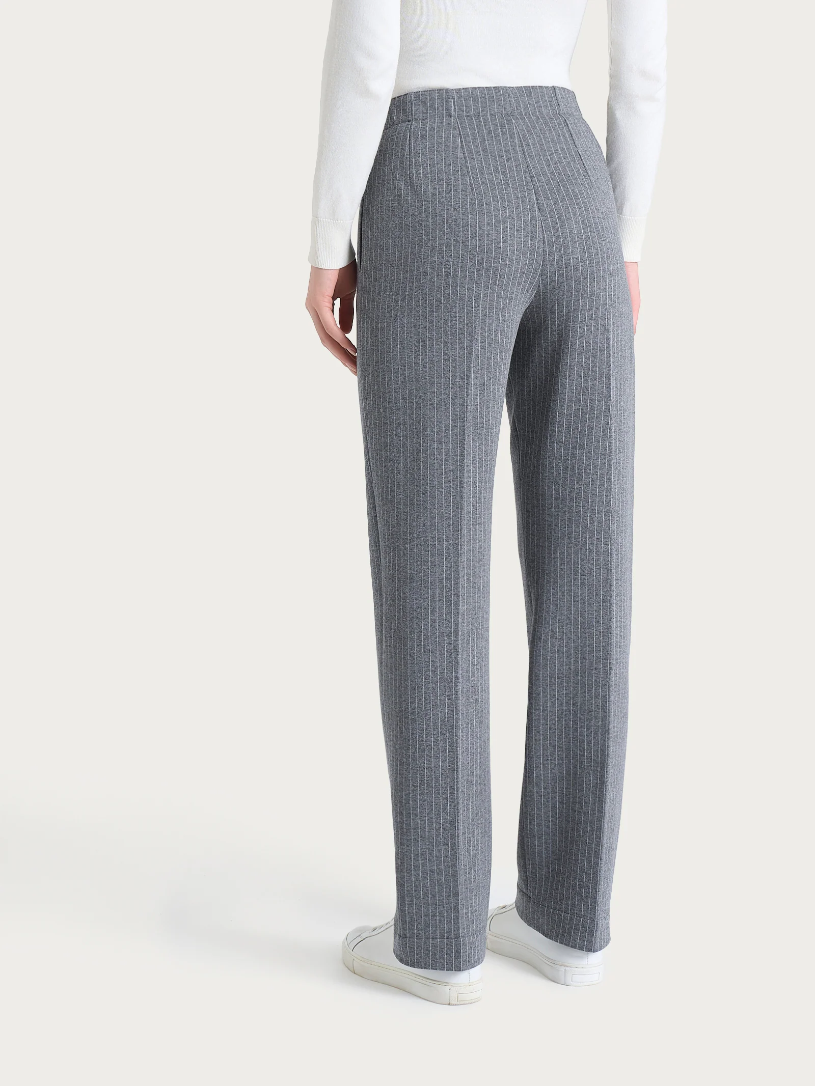 Pantalone gessato dritto con tasche in Eco Jacquard - Fant.Ardesia Mel. - Image 3