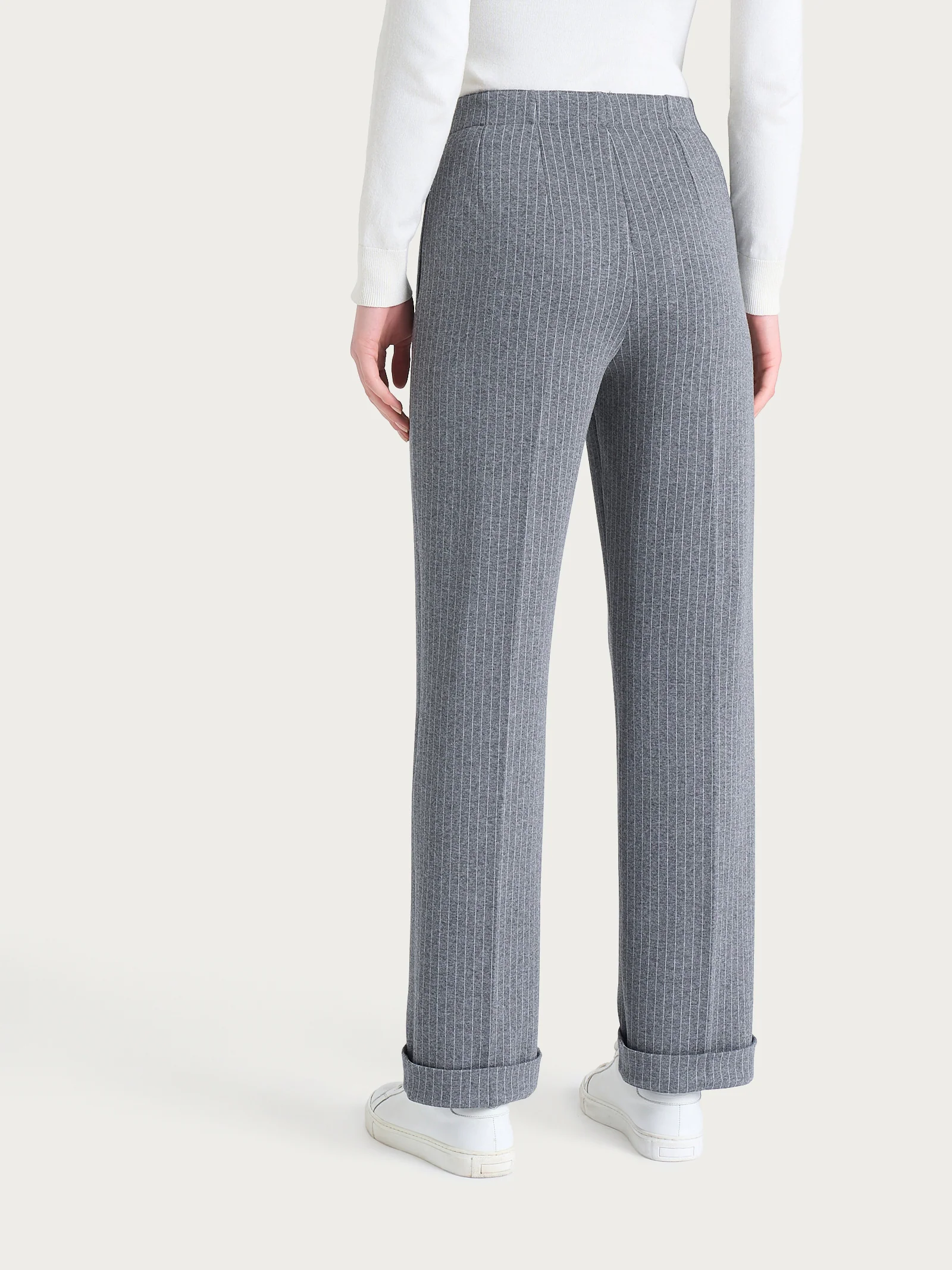 Pantalone gessato dritto con tasche in Eco Jacquard - Fant.Ardesia Mel. - Image 4