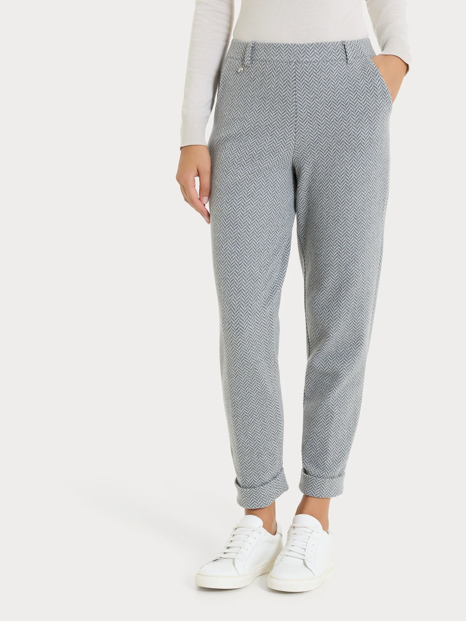 Pantalone in fantasia chino slim con tasche in Eco Jacquard - Fant.Grigio Mel. - Image 2