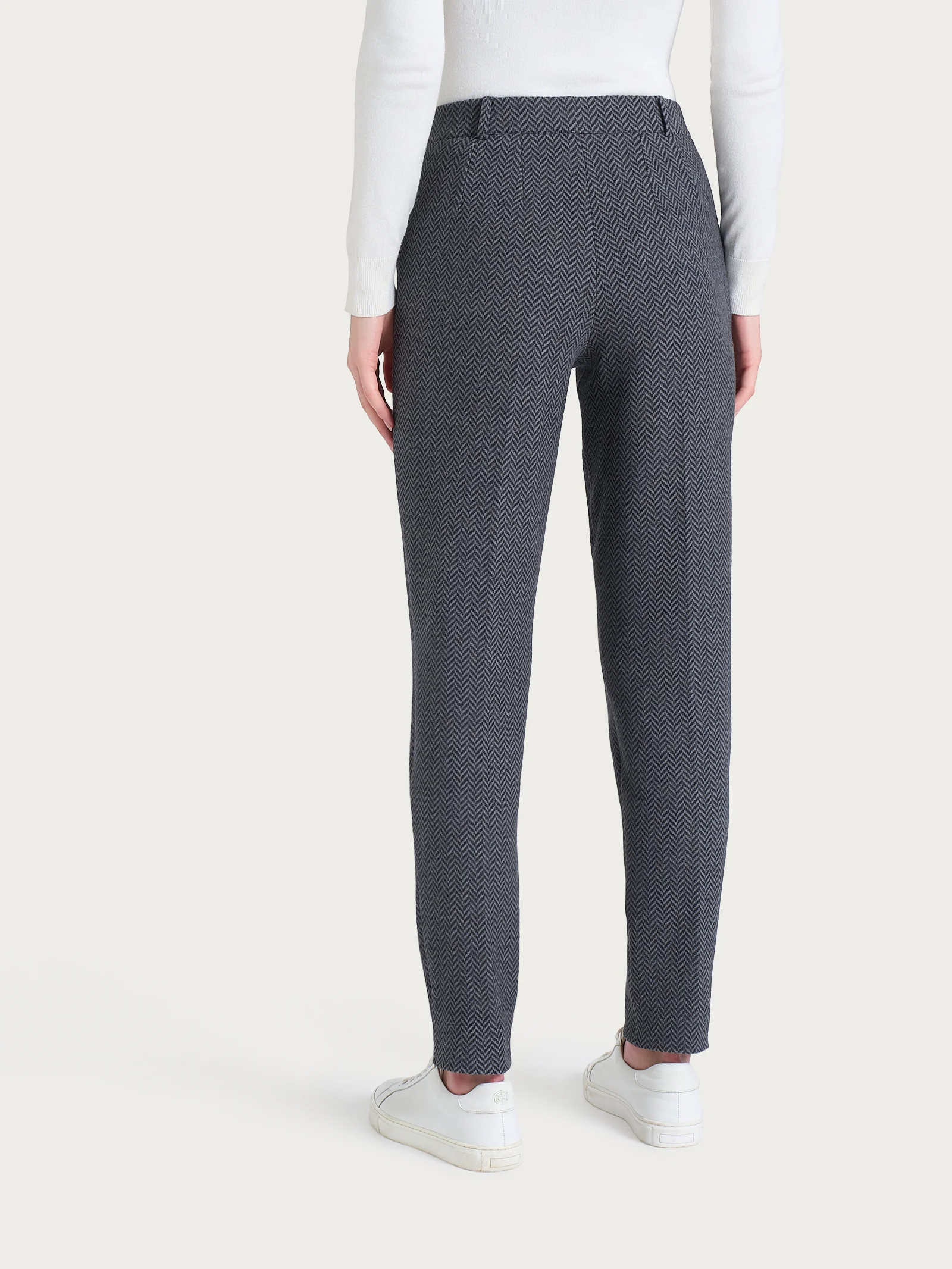 Pantalone in fantasia chino slim con tasche in Eco Jacquard - Fant.Oscuro Mel - Image 3