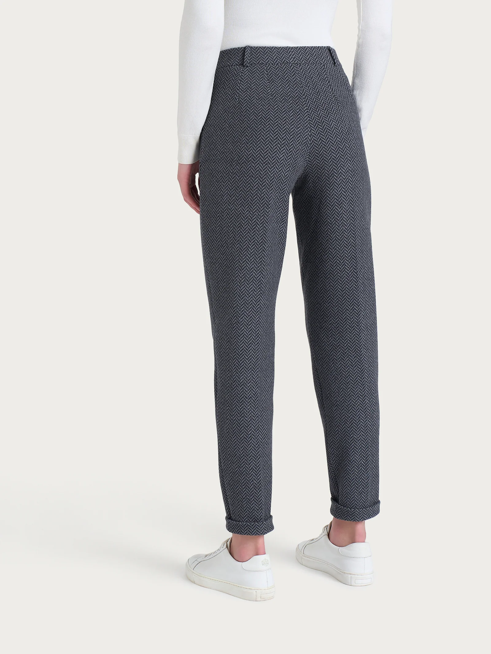 Pantalone in fantasia chino slim con tasche in Eco Jacquard - Fant.Oscuro Mel - Image 4
