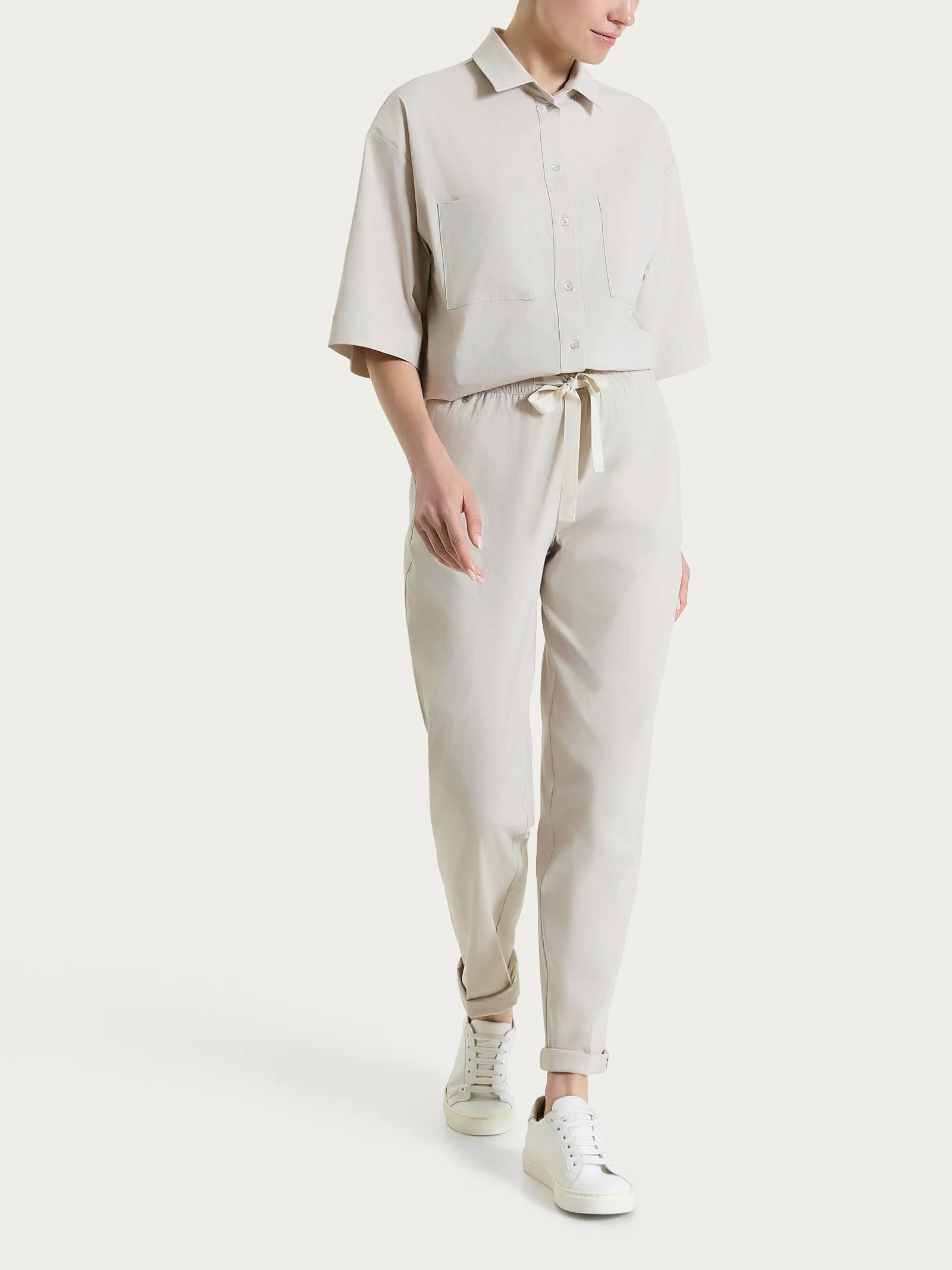 Pantalone jogger con tasche in Super Fresh - Champignon - Image 9