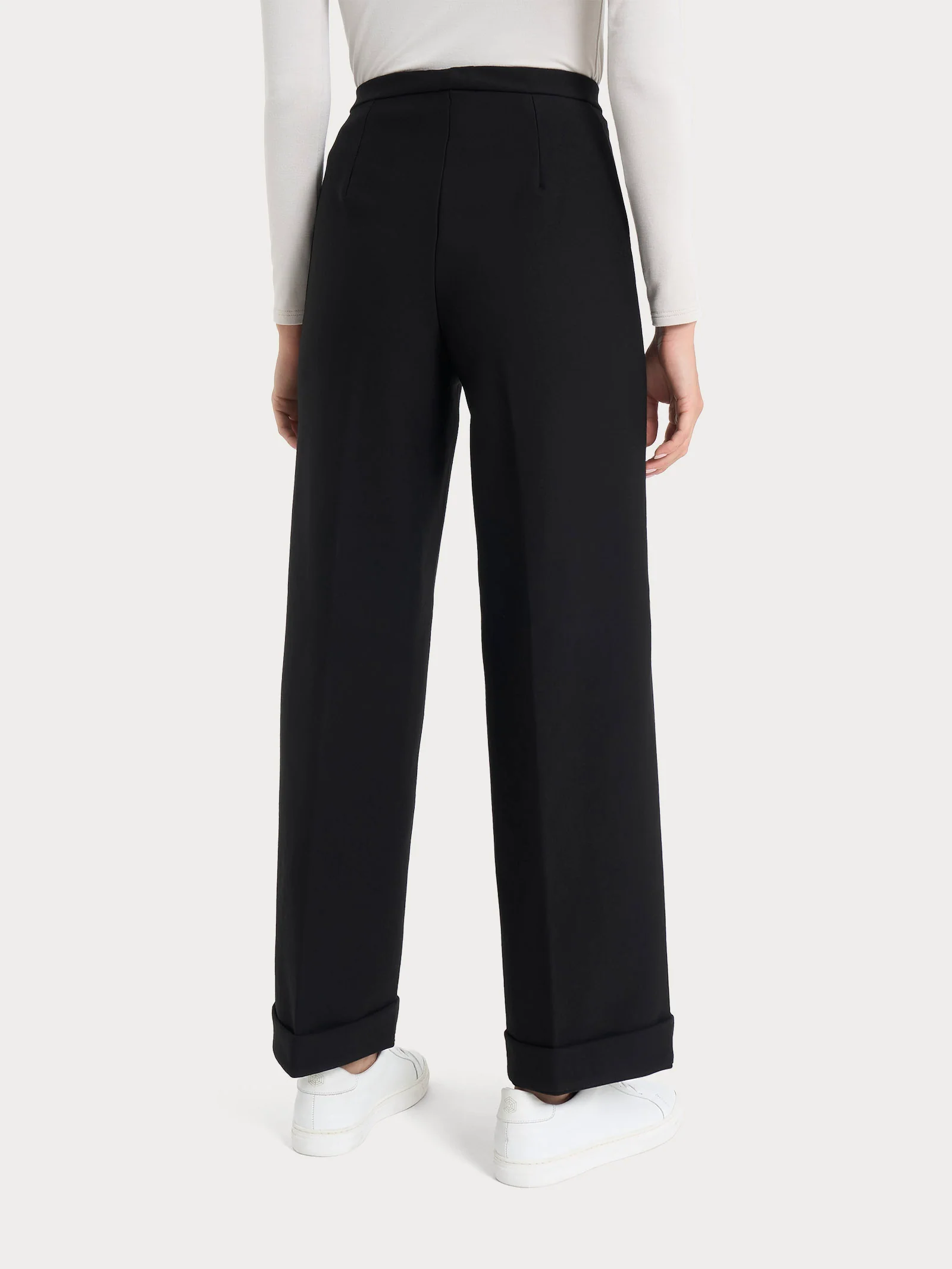 Pantalone modellante alla caviglia in tessuto compact - Nero - Image 2