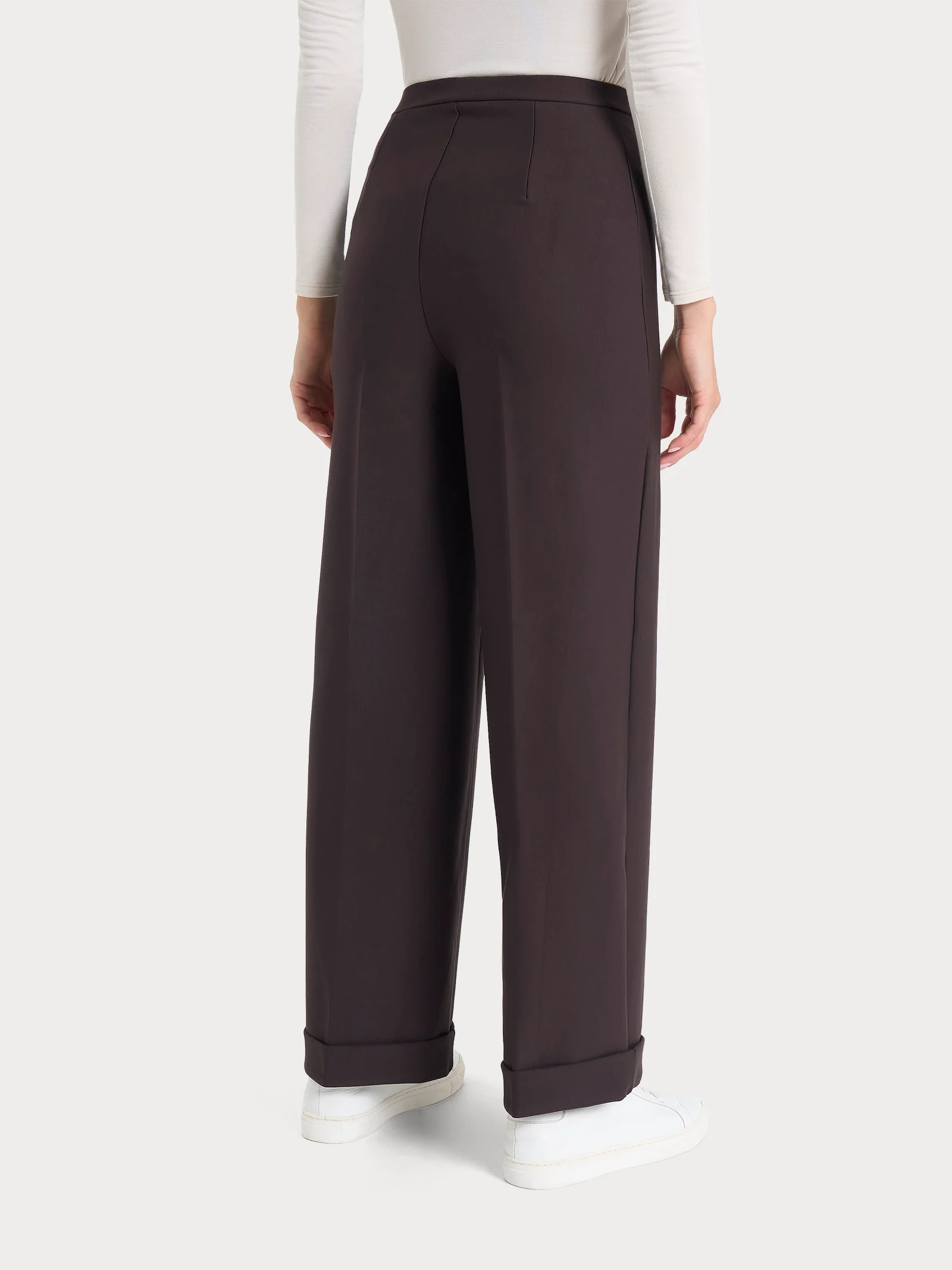 Pantalone modellante alla caviglia in tessuto compact - Chocolate Torte - Image 2