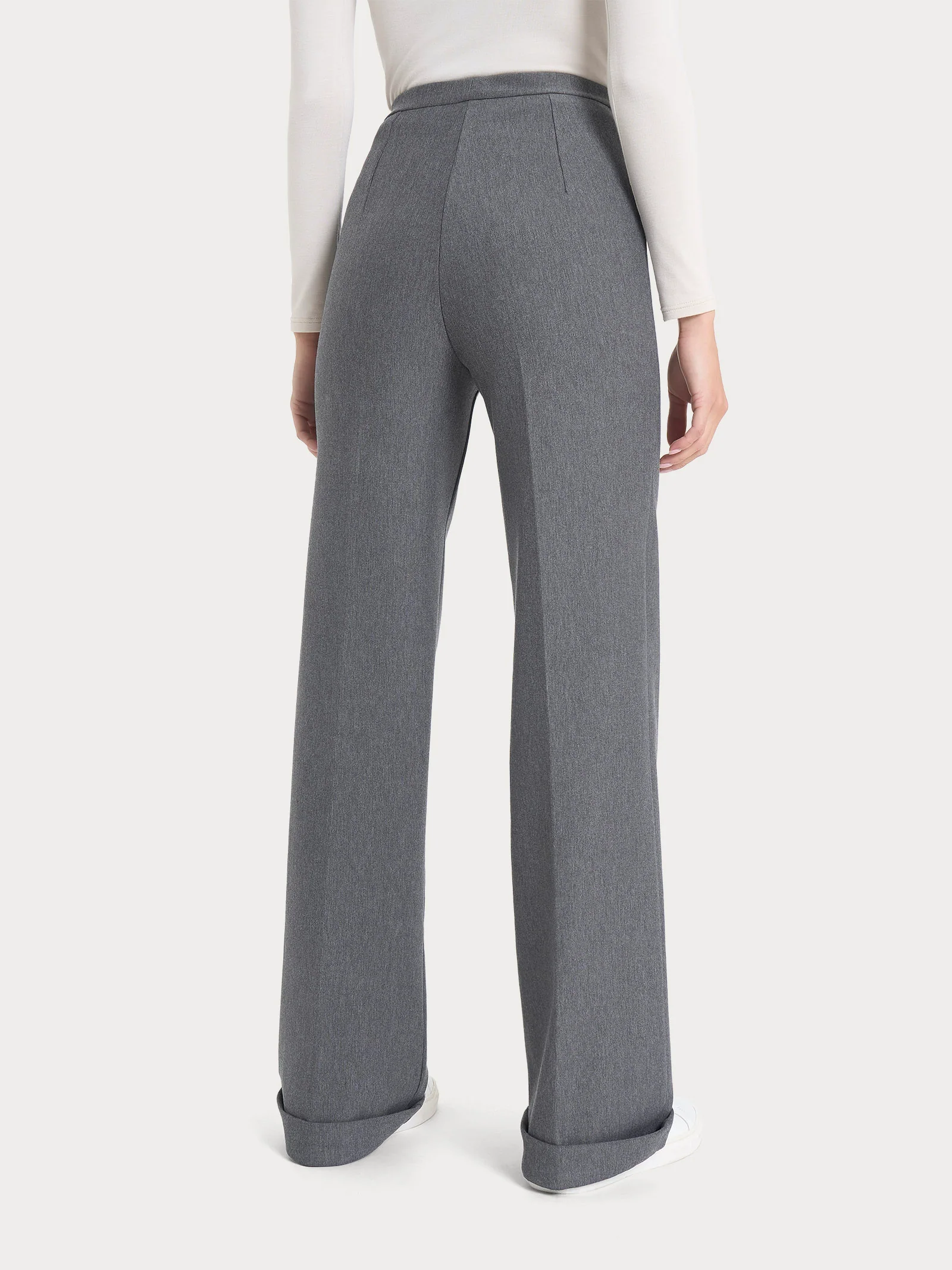 Pantalone modellante ampio in tessuto compact - Ardesia Mel. - Image 2