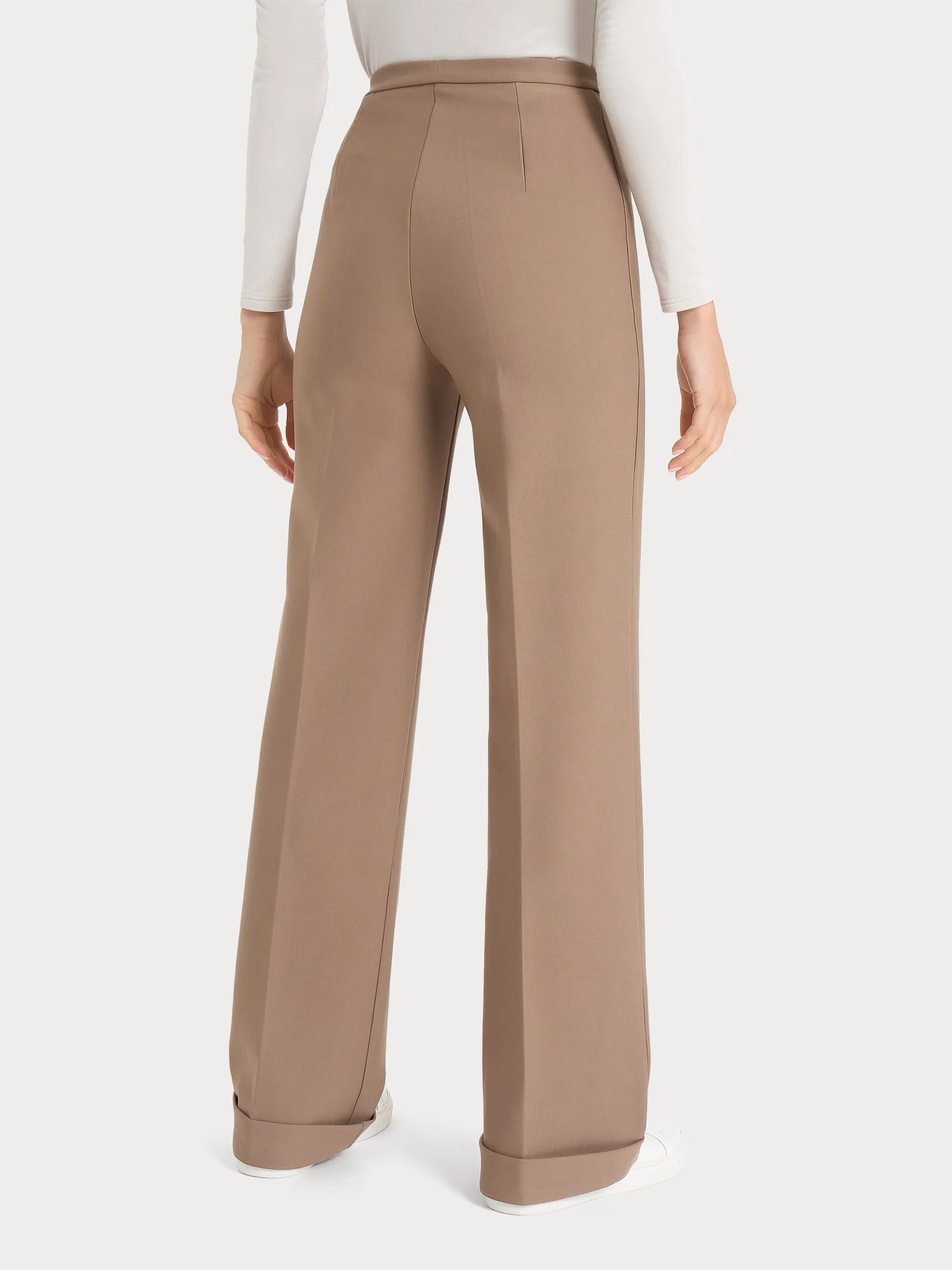 Pantalone modellante ampio in tessuto compact - Pine Bark - Image 2