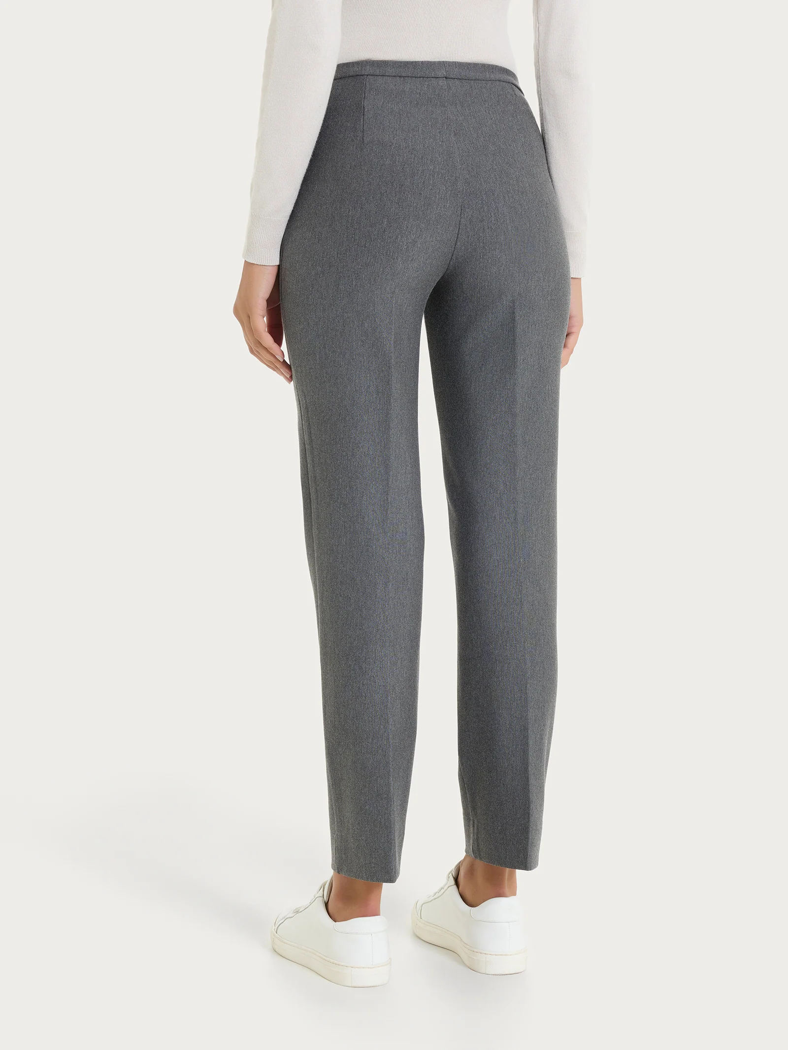 Pantalone modellante dritto con tasche in Compact - Ardesia Mel. - Image 2