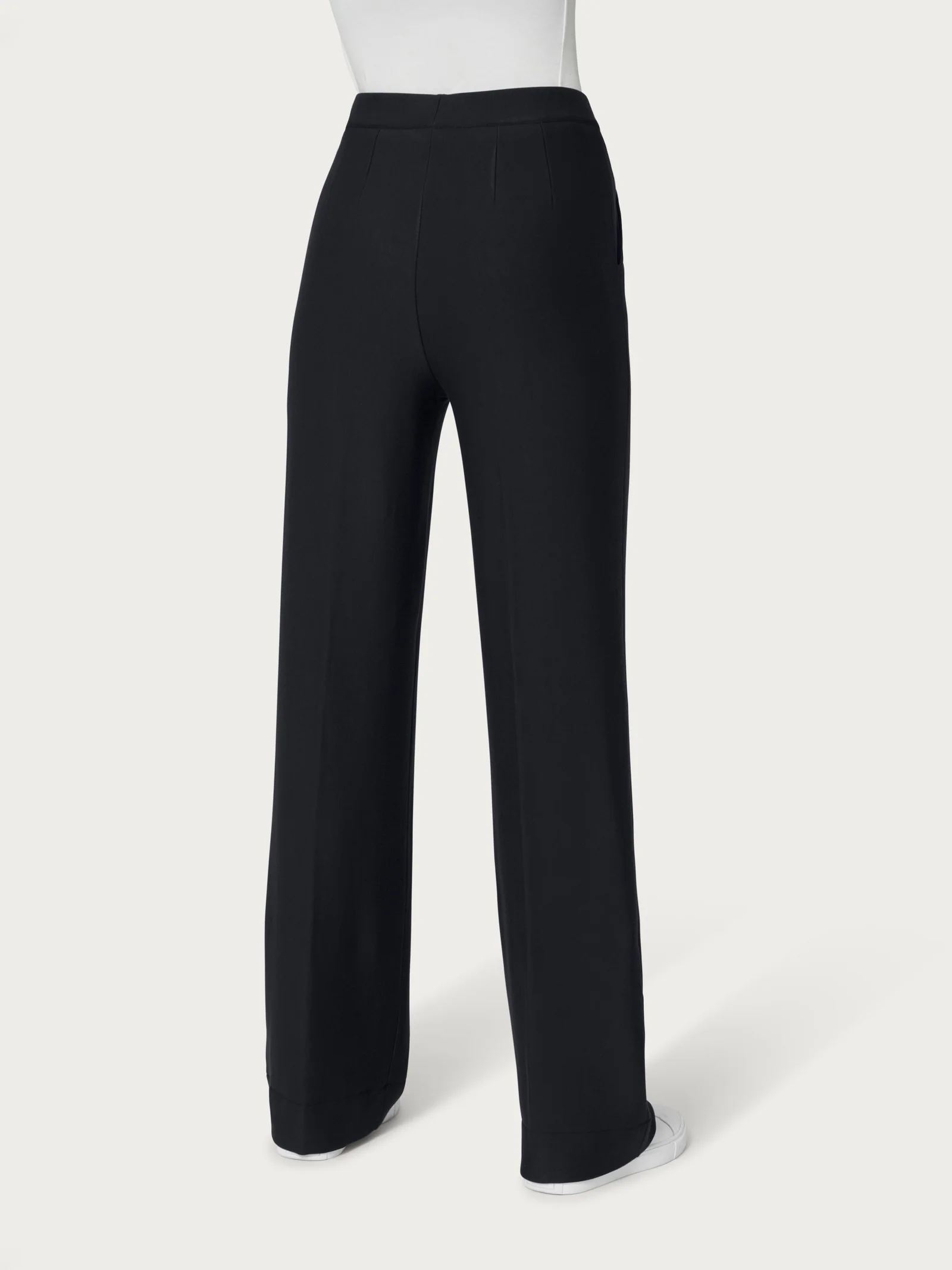 Pantalone palazzo con tasche in Eco Techno Fleece - Nero - Image 2