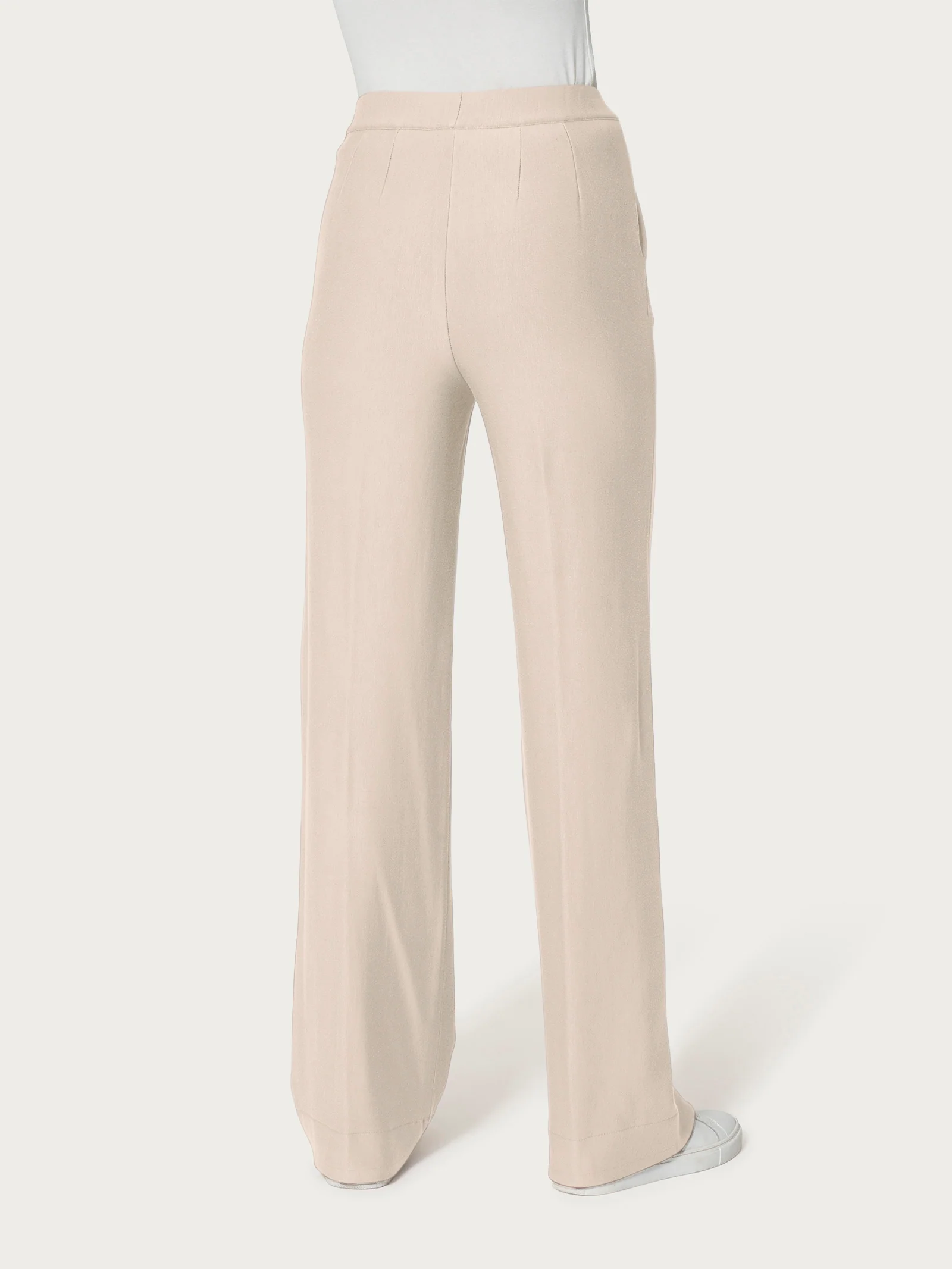 Pantalone palazzo con tasche in Eco Techno Fleece - Champignon - Image 2