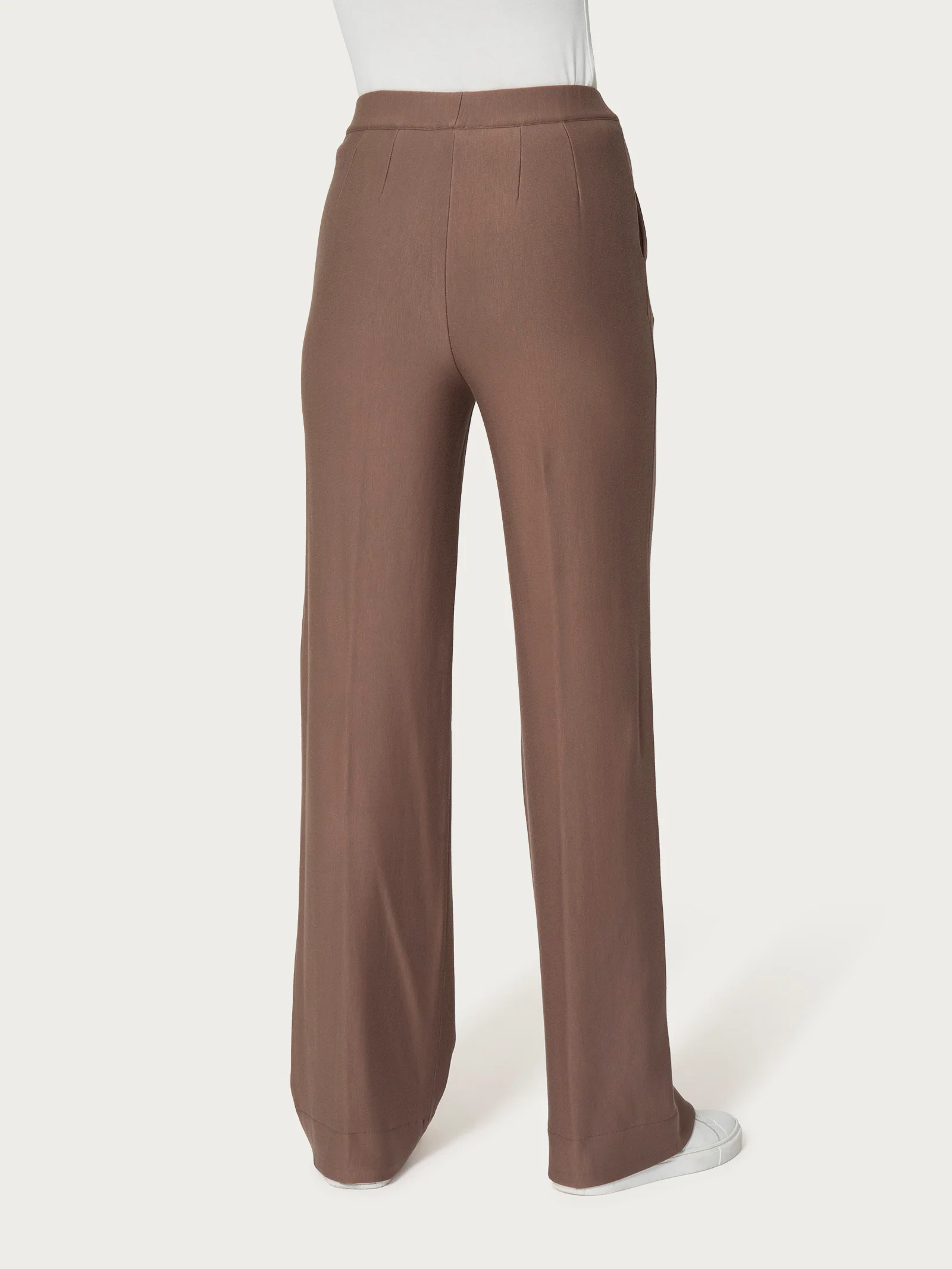 Pantalone palazzo con tasche in Eco Techno Fleece - Pine Bark - Image 2