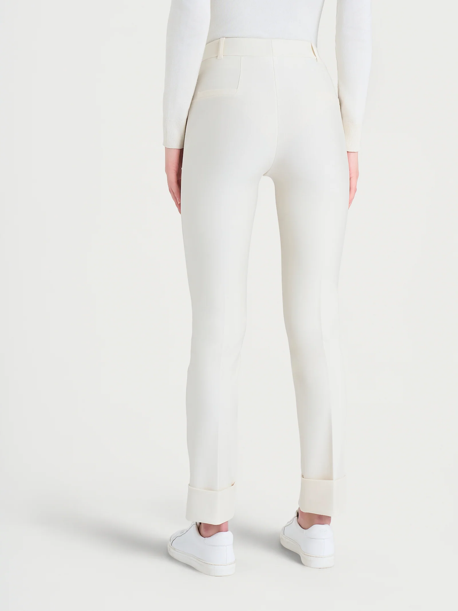 Pantalone slim dritto in Compact - Avorio - Image 2