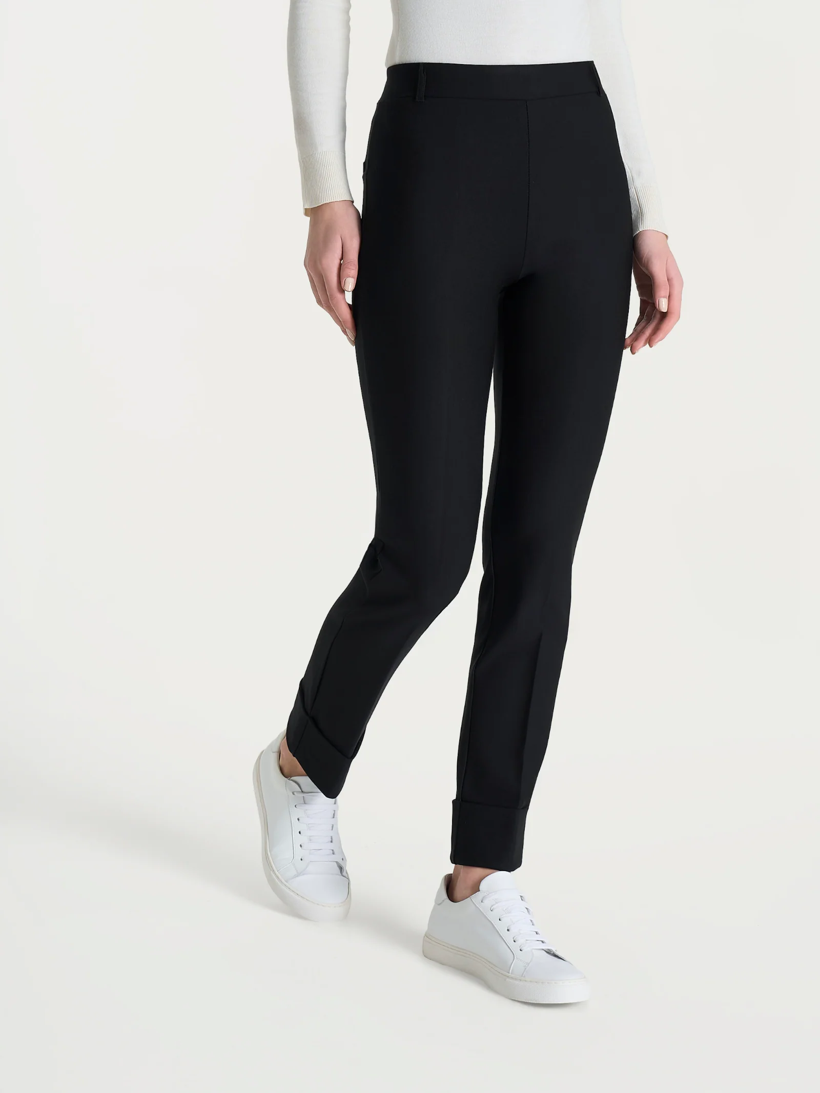 Pantalone slim dritto in Compact - Nero