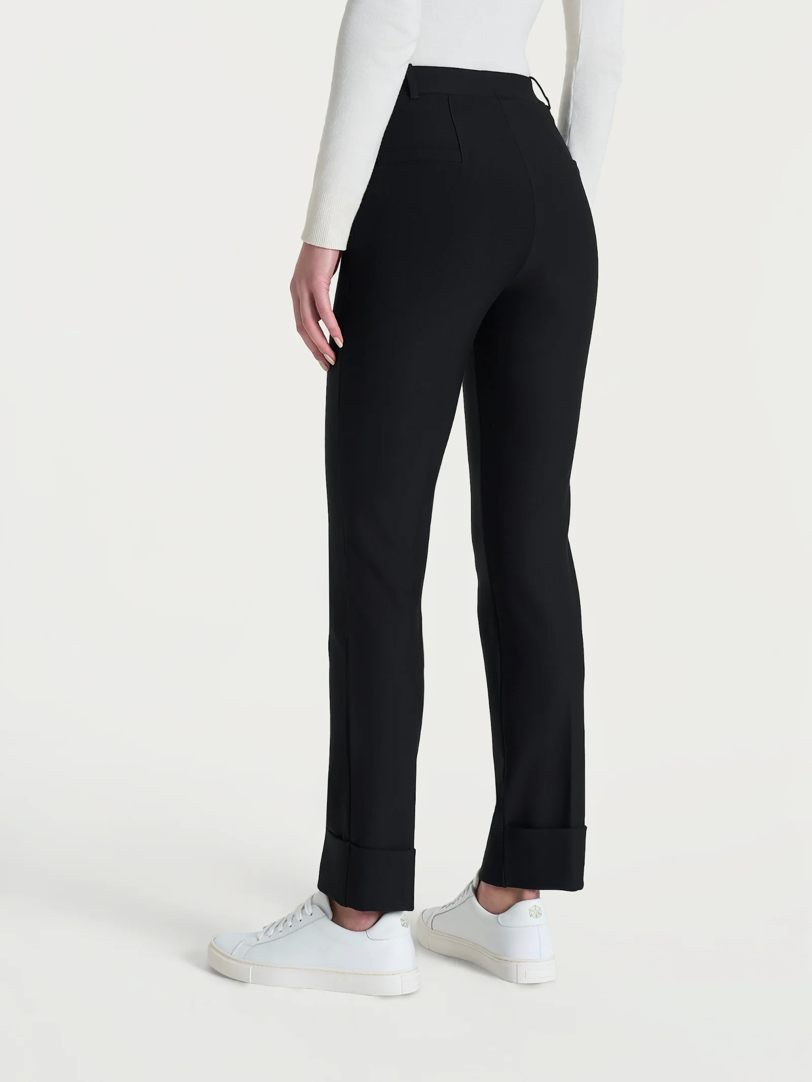 Pantalone slim dritto in Compact - Nero - Image 2