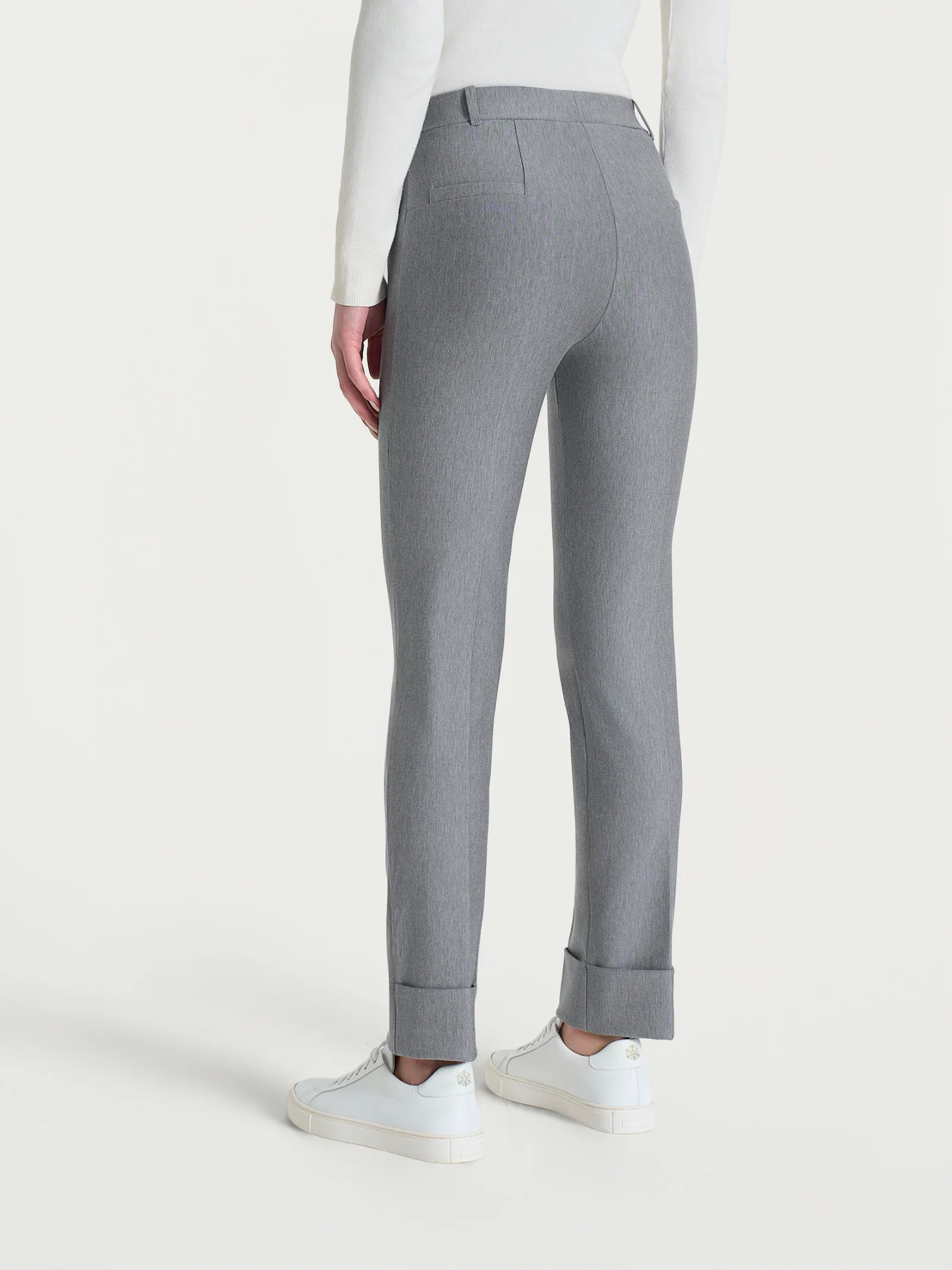 Pantalone slim dritto in Compact - Grigio Mel. - Image 2