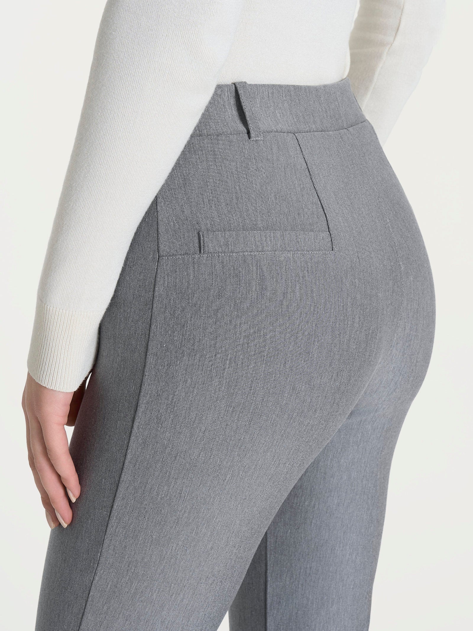 Pantalone slim dritto in Compact - Grigio Mel. - Image 3