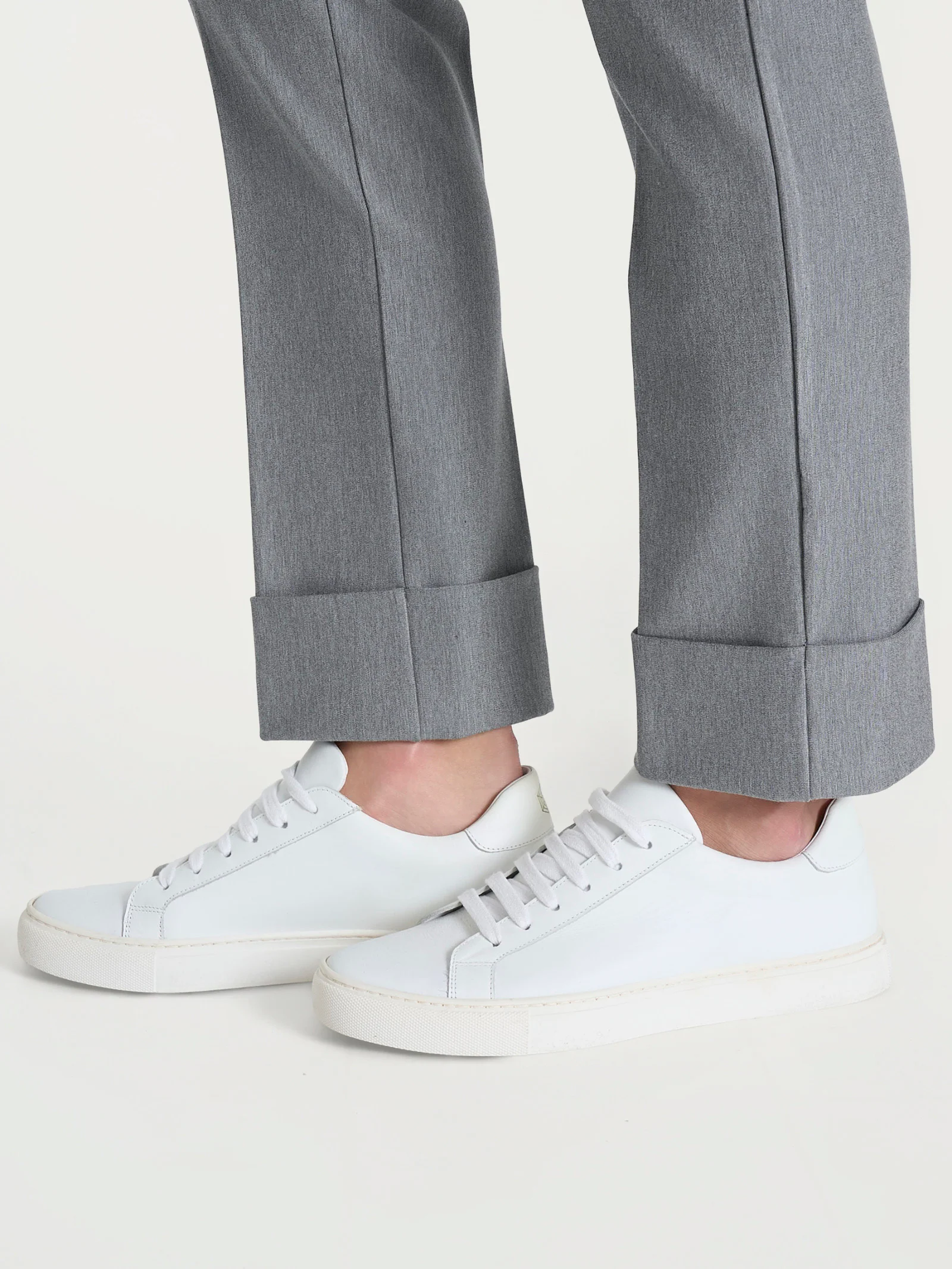 Pantalone slim dritto in Compact - Grigio Mel. - Image 4